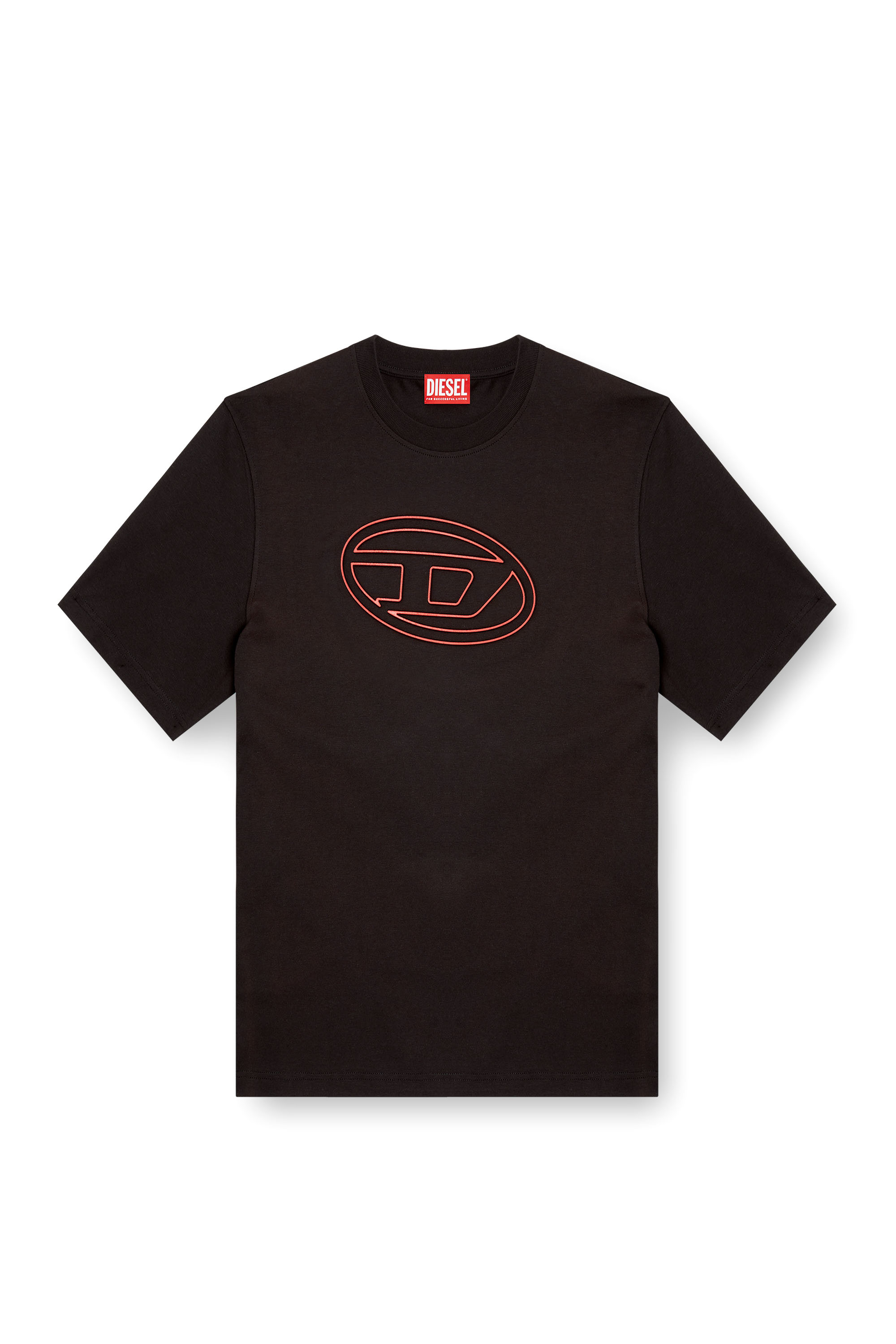Diesel - T-ADJUST-BIGOVAL, Man's T-shirt with embossed Oval D in Black/Red - 2