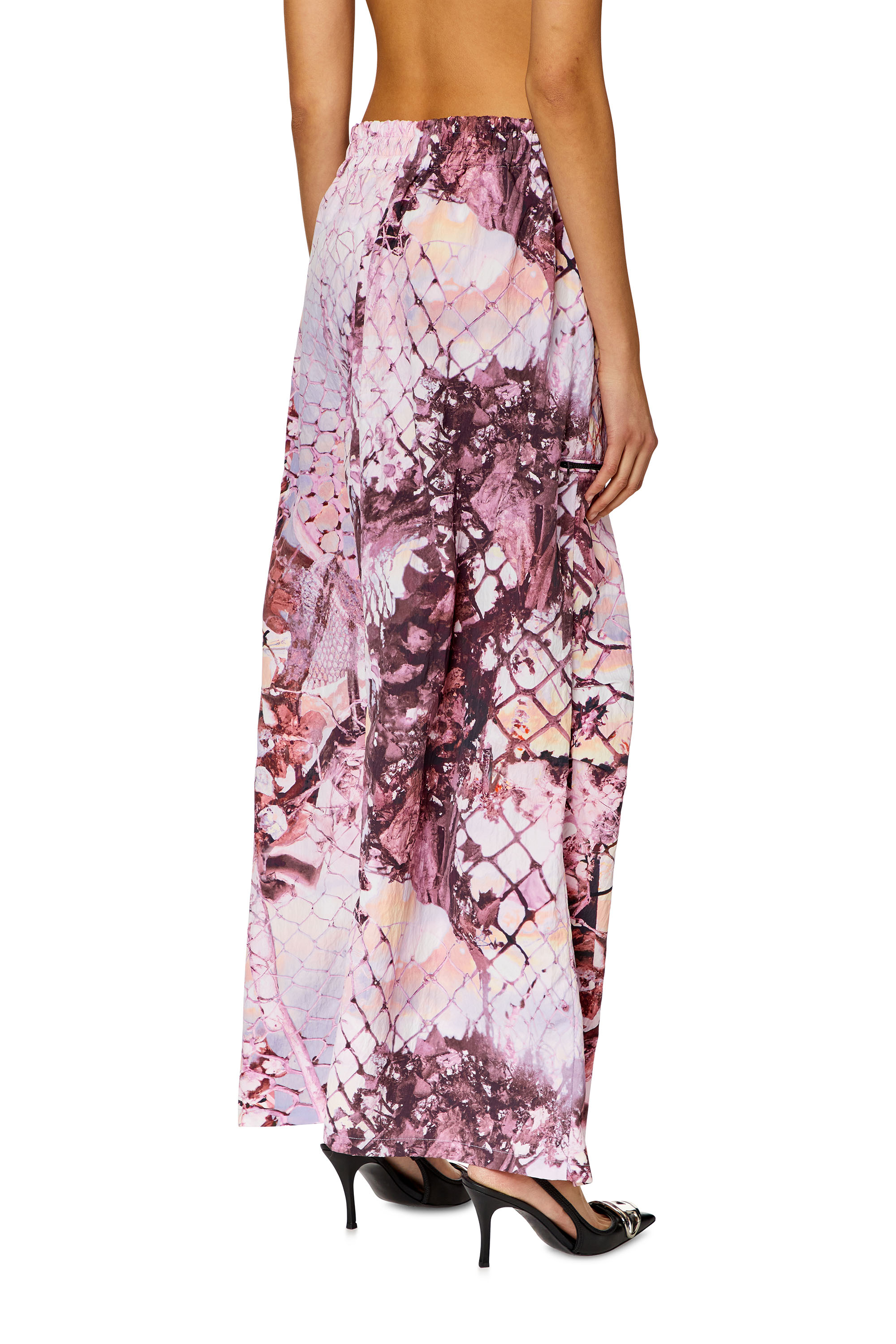 Diesel - O-DIAMY-N1, Woman Long skirt in printed crinkled nylon in Violet - Image 4