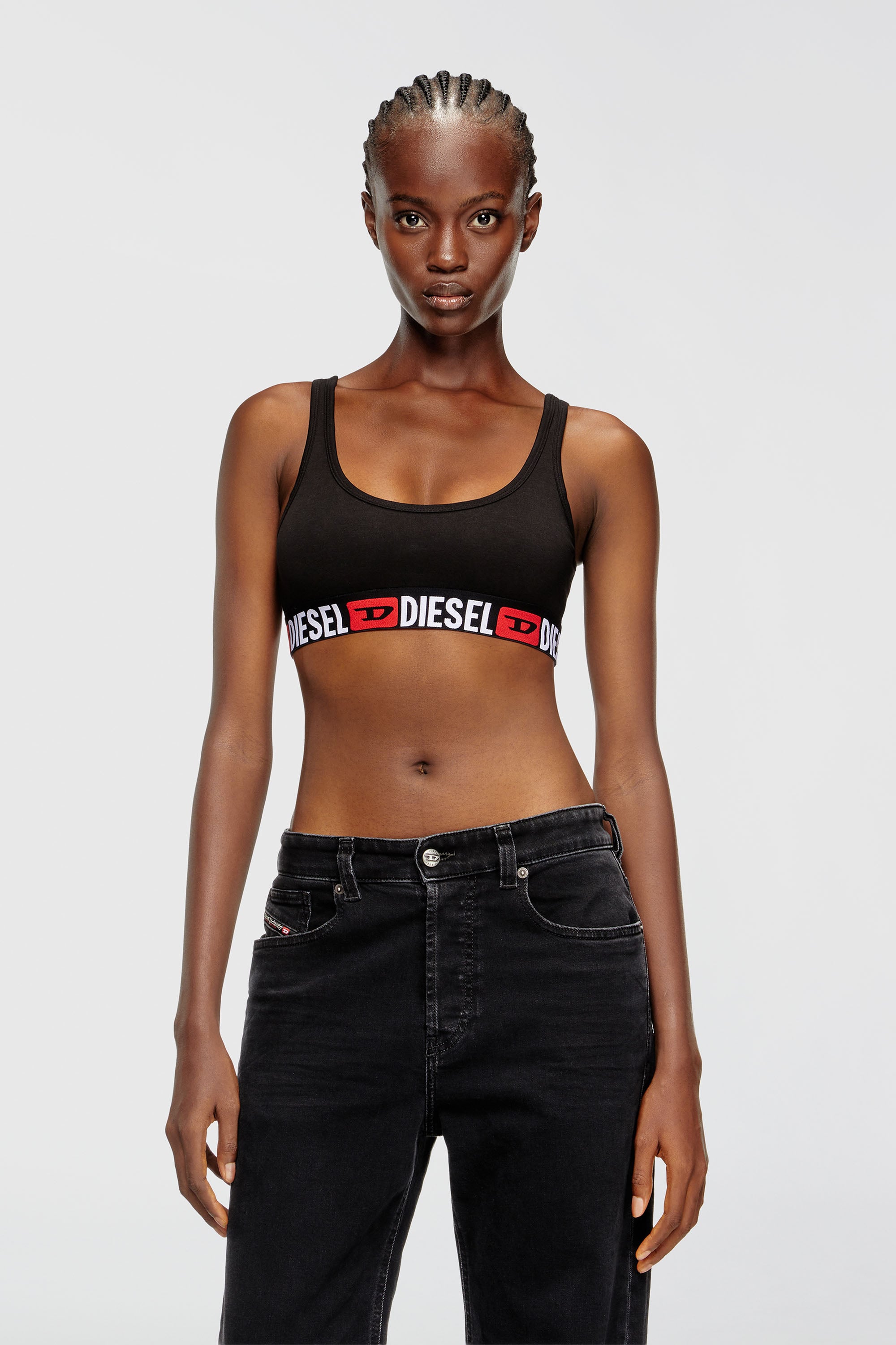Diesel - UFSB-ORIBA, Woman's Cotton bralette with logo in Black - 5
