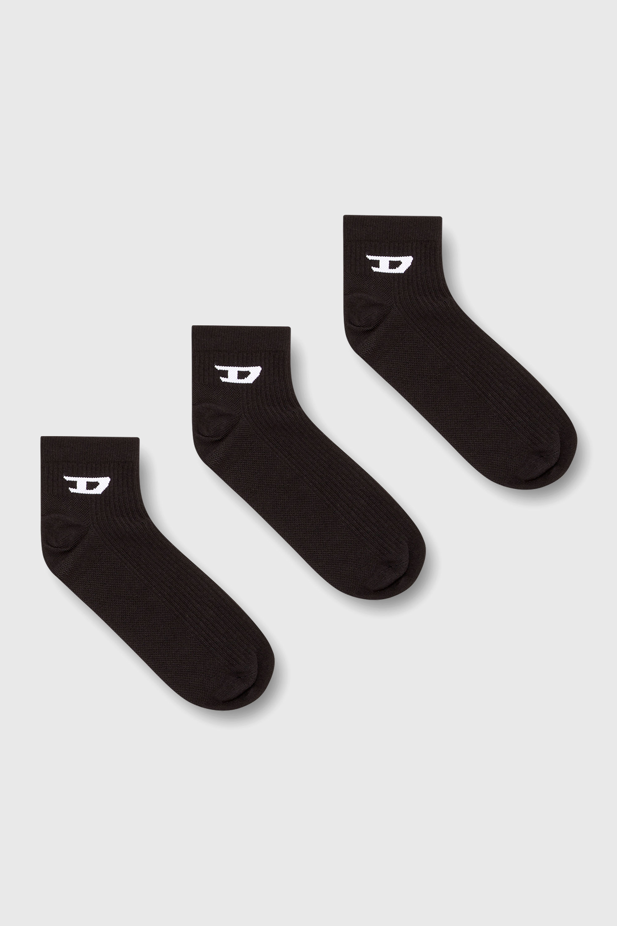 Diesel - SKM-D-ANKLE -9, Man's Three-pack ankle socks with D logo in Black - 1