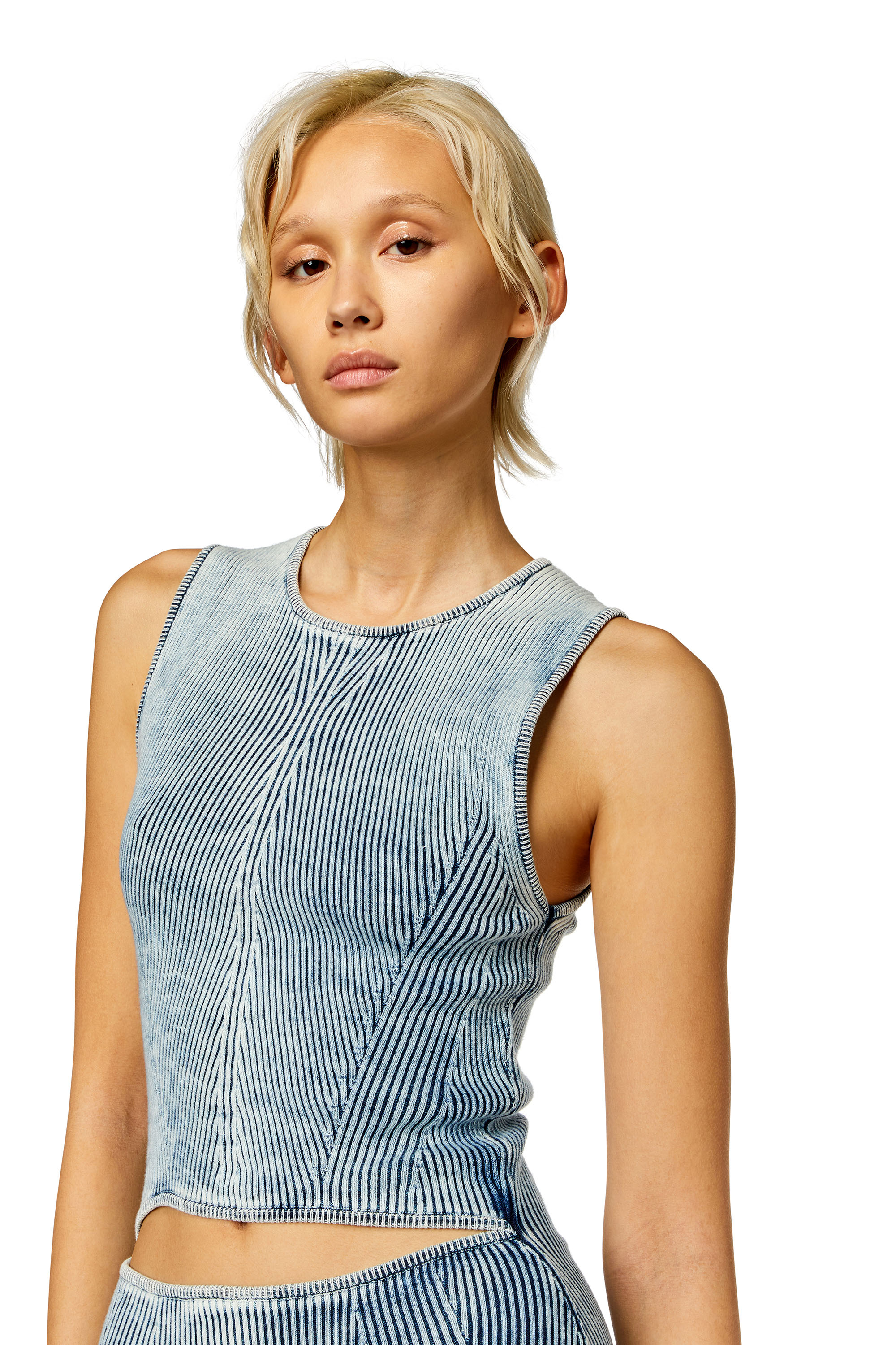 Diesel - M-TARYN, Woman Cut-out midi dress in indigo cotton knit in Blue - Image 4