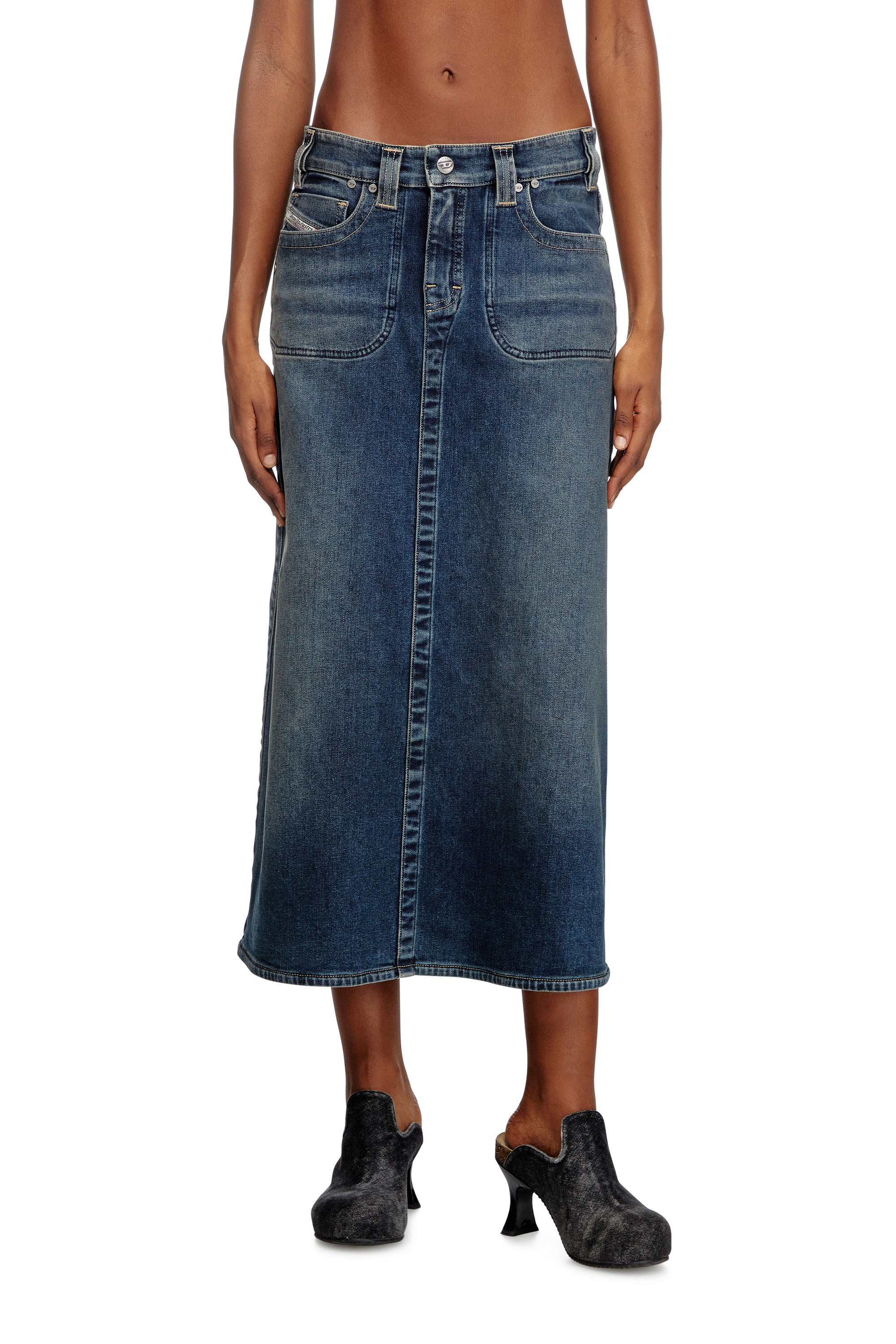 Diesel - DE-PAGO-MID-RE, Woman's Midi skirt in Rehab denim in Dark Blue - 2