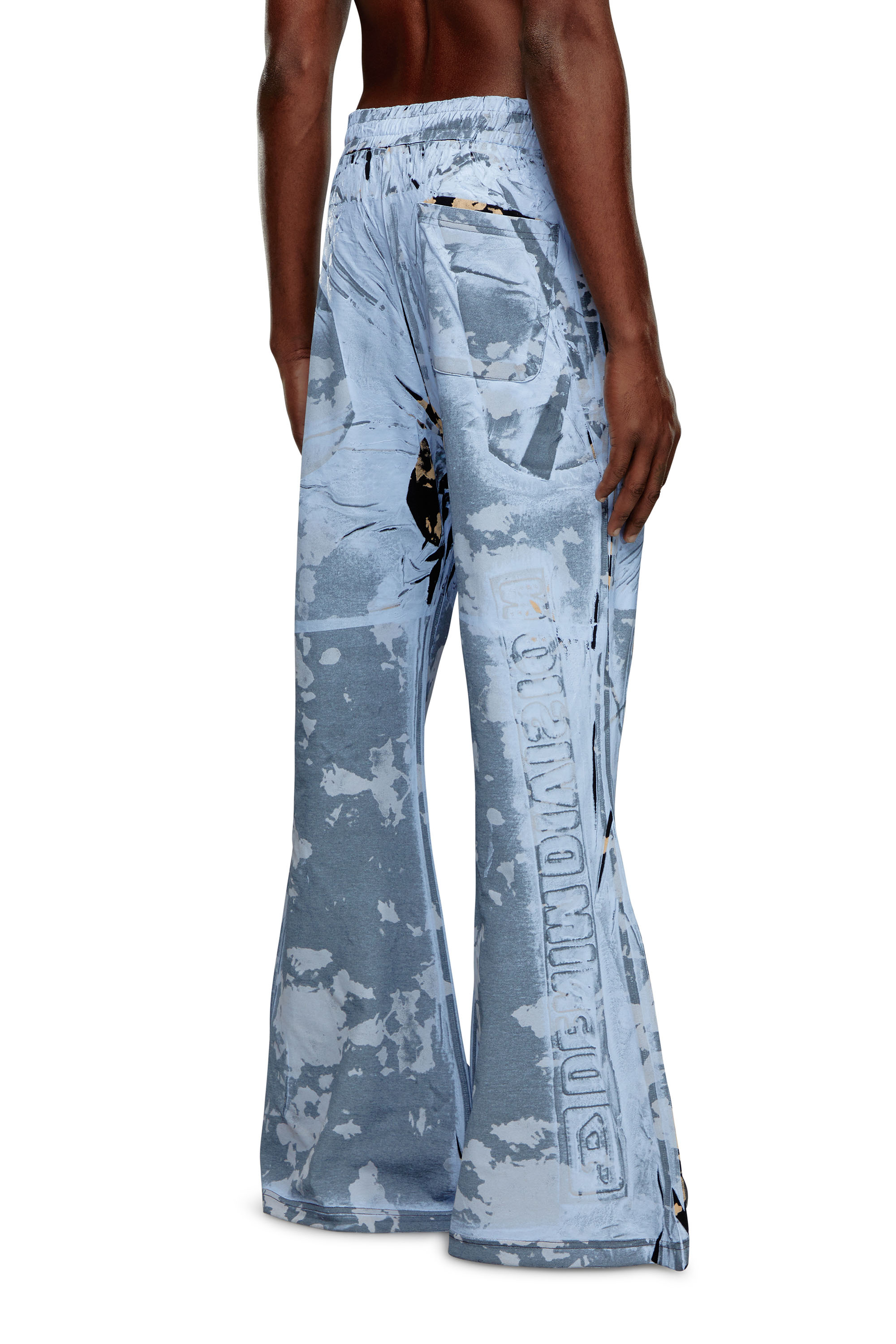 Diesel - P-BELB-P1, Unisex Flared track pants in coated jersey in Blue - Image 3