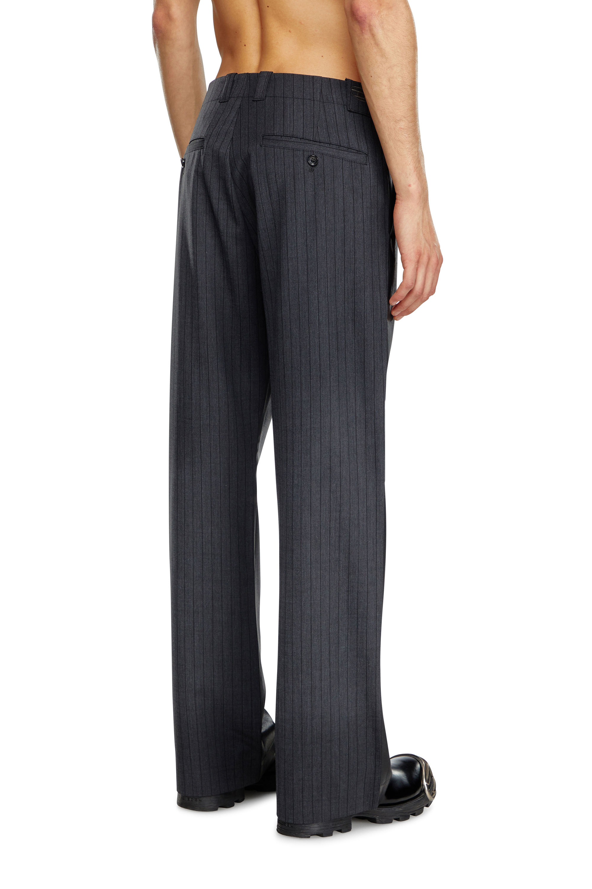 Diesel - P-STANLEY, Man Pinstripe pants with coated front in Black - Image 3
