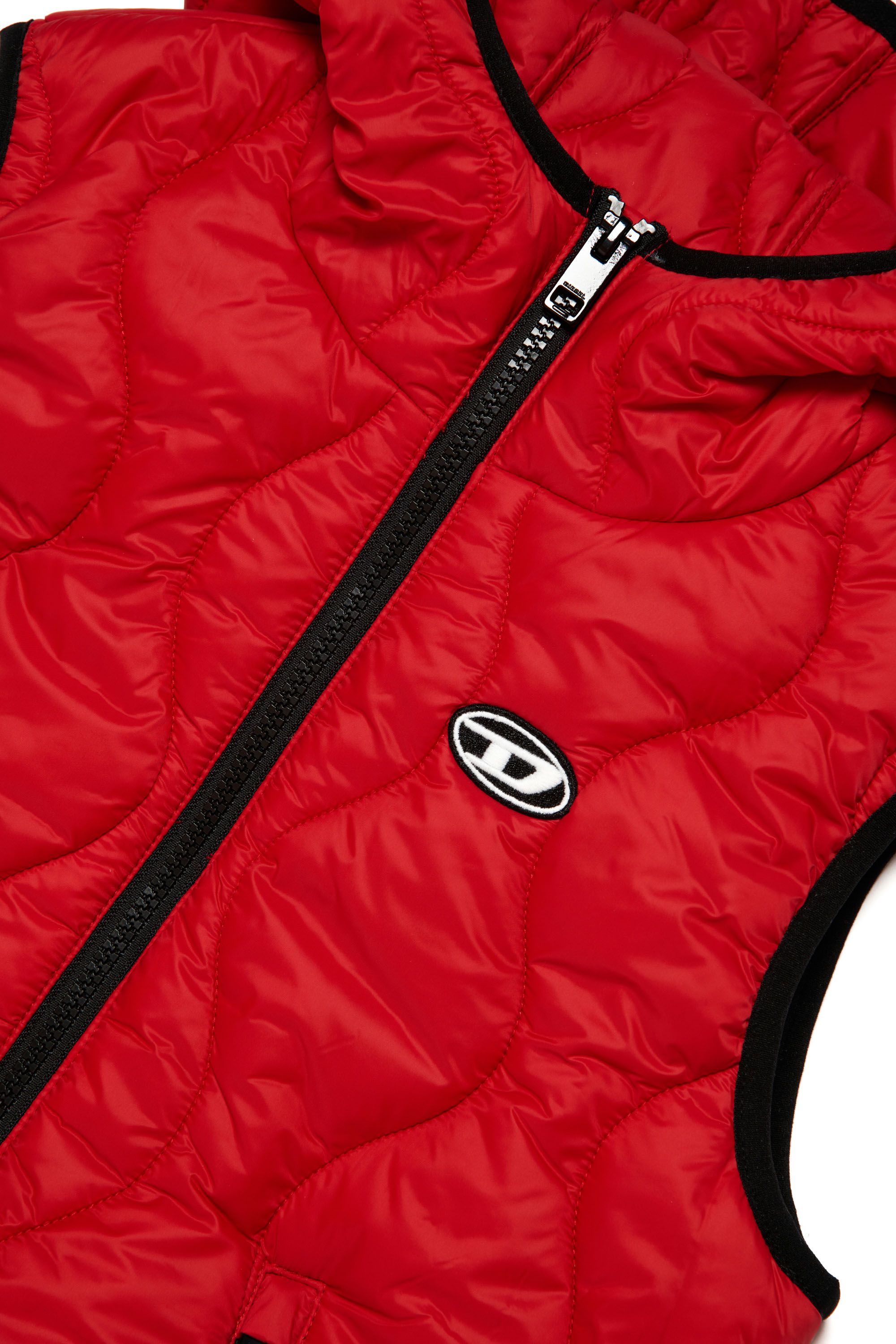 Diesel - JSLASH, Unisex Hooded vest in quilted nylon in Red - Image 3