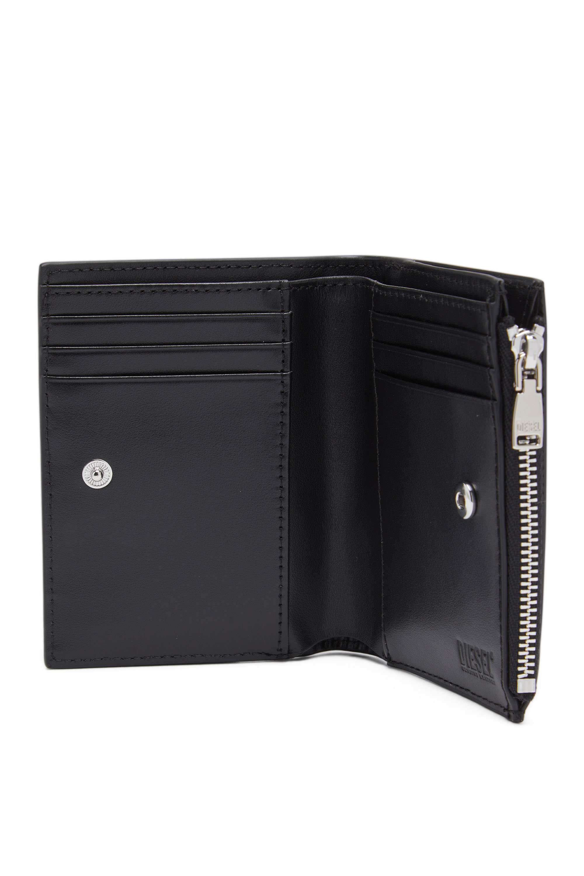 Diesel - 1DR-FOLD BI-FOLD ZIP II, Woman Small leather wallet with embossed logo in Black - Image 3