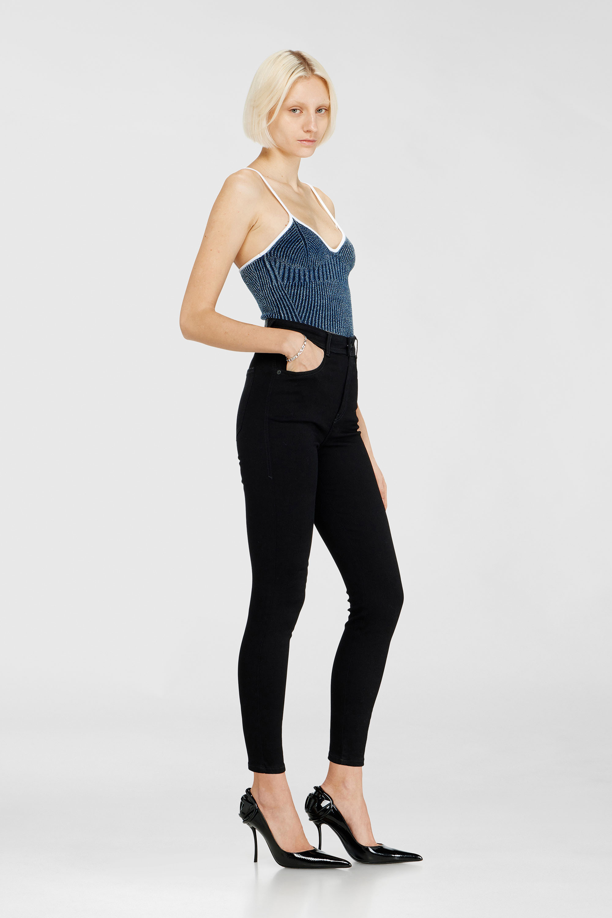 Diesel - Woman's Skinny Jeans 1984 Slandy-High 069EF, Black/Dark grey - 2