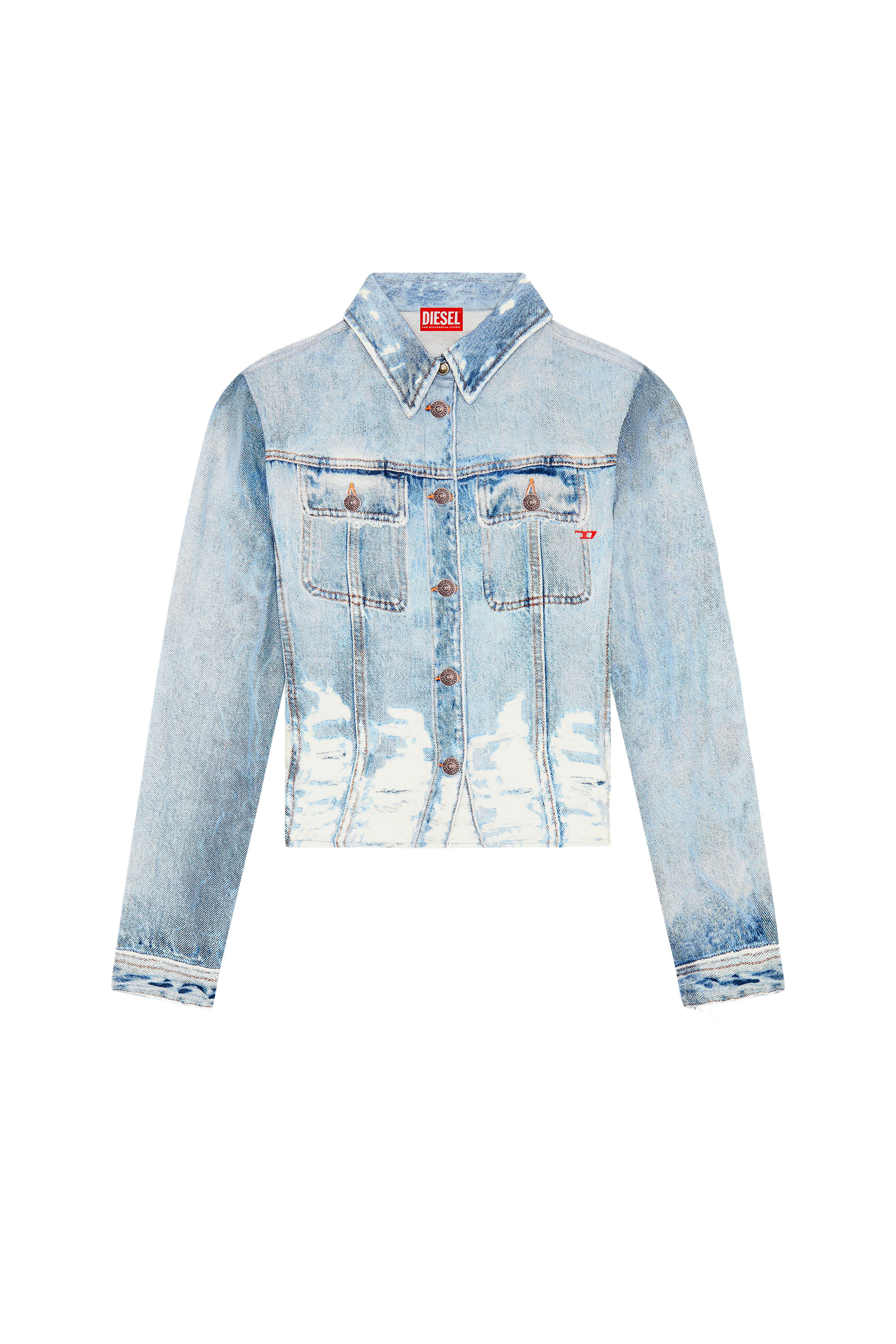 Diesel - C-LORELLE, Woman Cropped shirt with denim print in Blue - Image 4