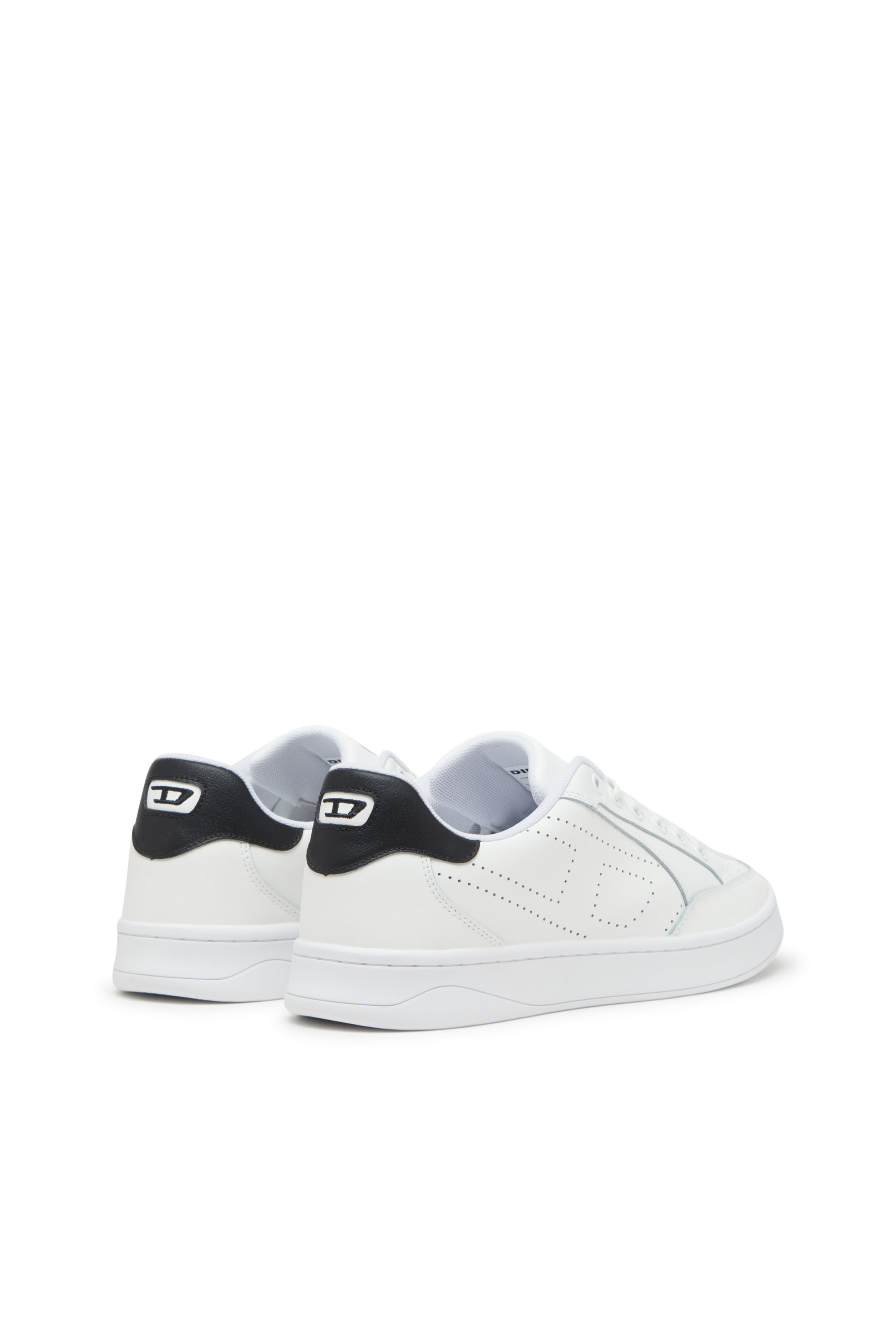 Diesel - S-DAKOTA LOW, Man's S-Dakota-Leather sneakers with perforated logo in White/Black - 3