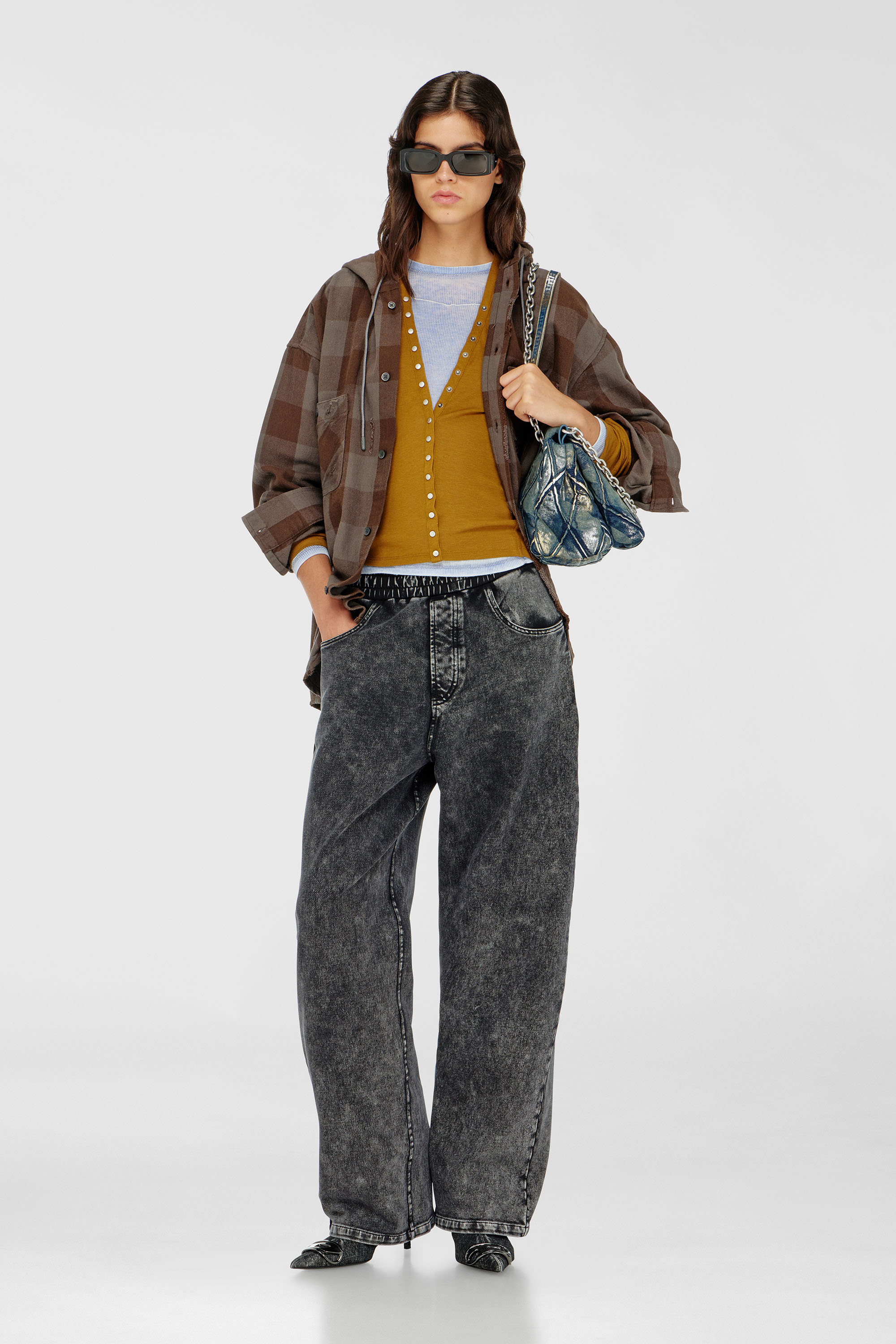 Diesel - P-STUKY, Woman's Sweatpants with denim effect in Dark grey - 2