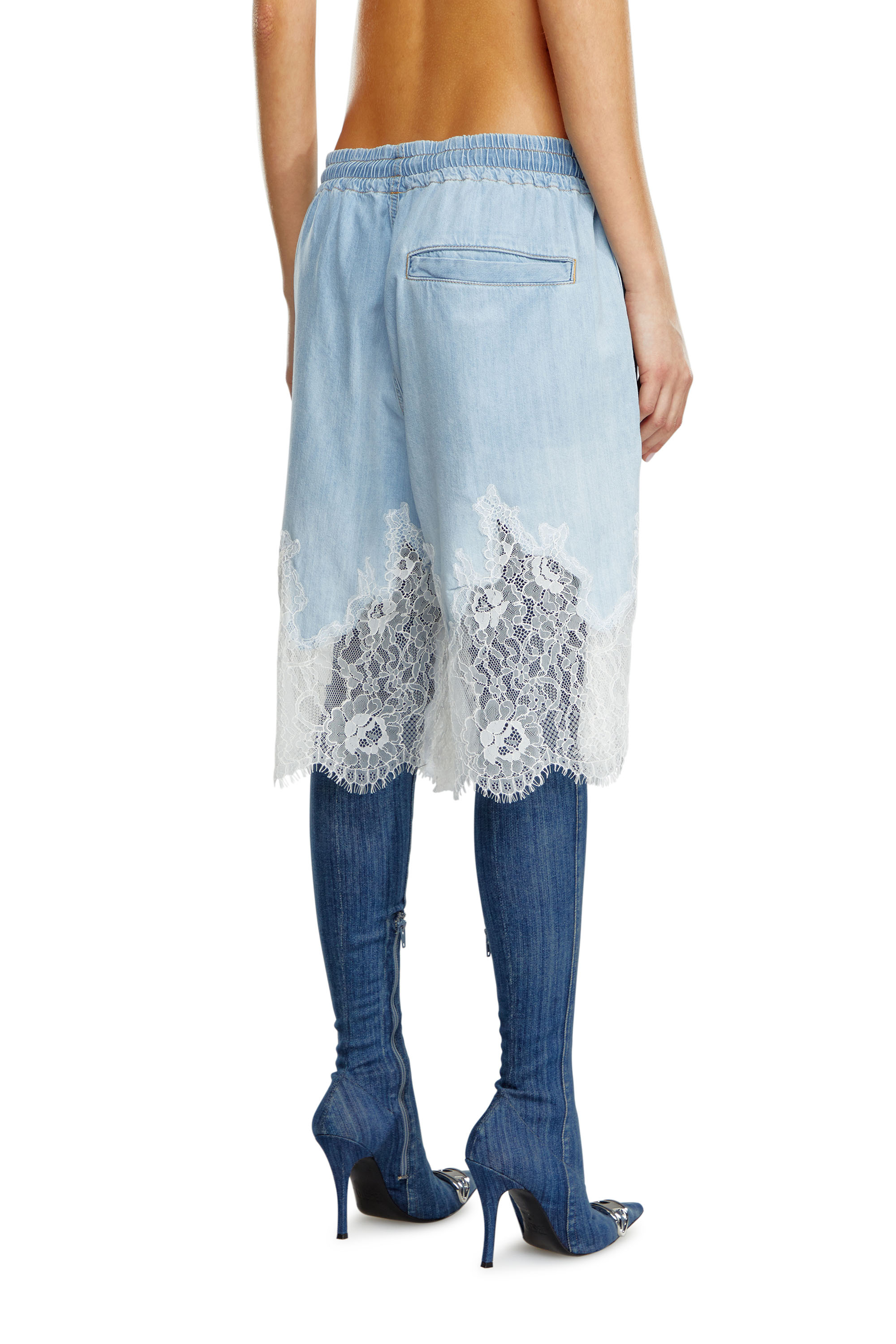 Diesel - DE-MALKIA-S, Woman Bermuda shorts in denim and lace in Blue - Image 4