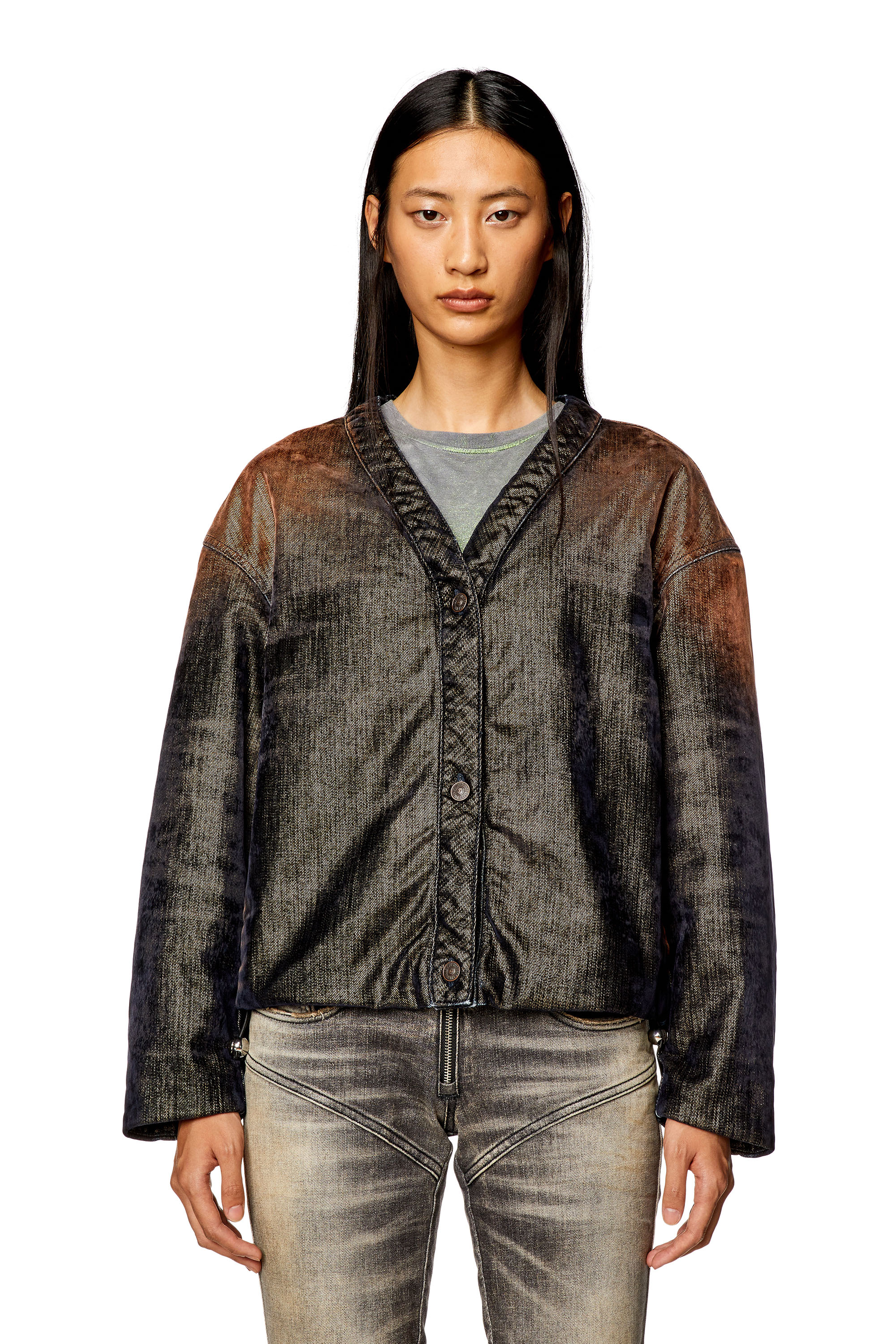 Diesel - DE-CONF-S, Woman Jacket in shimmery denim in Multicolor - Image 5