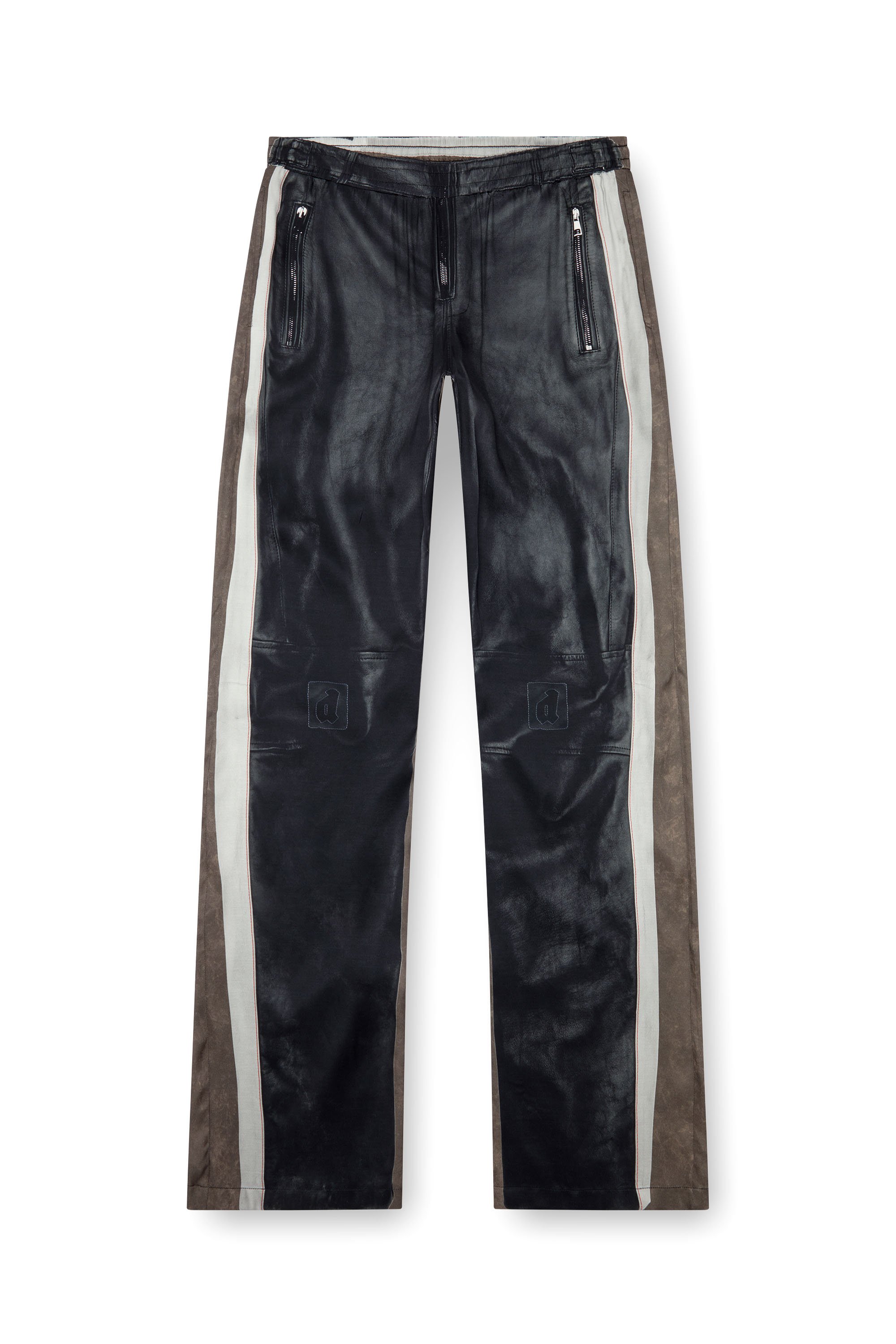 Diesel - P-AFTER, Man Viscose pants with leather-effect print in Black - Image 3