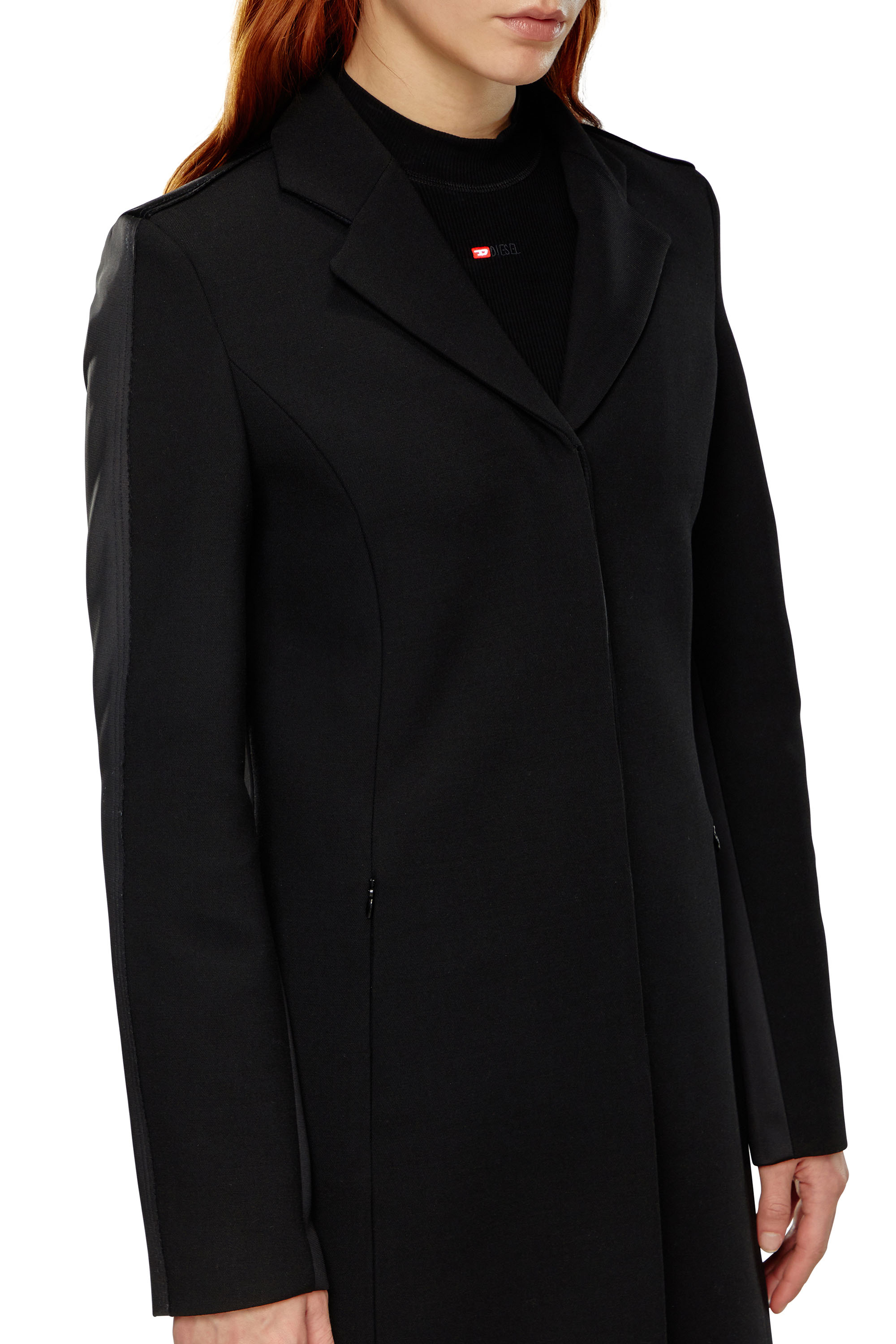 Diesel - G-FINE, Woman Long coat in cool wool and tech fabric in Black - Image 4