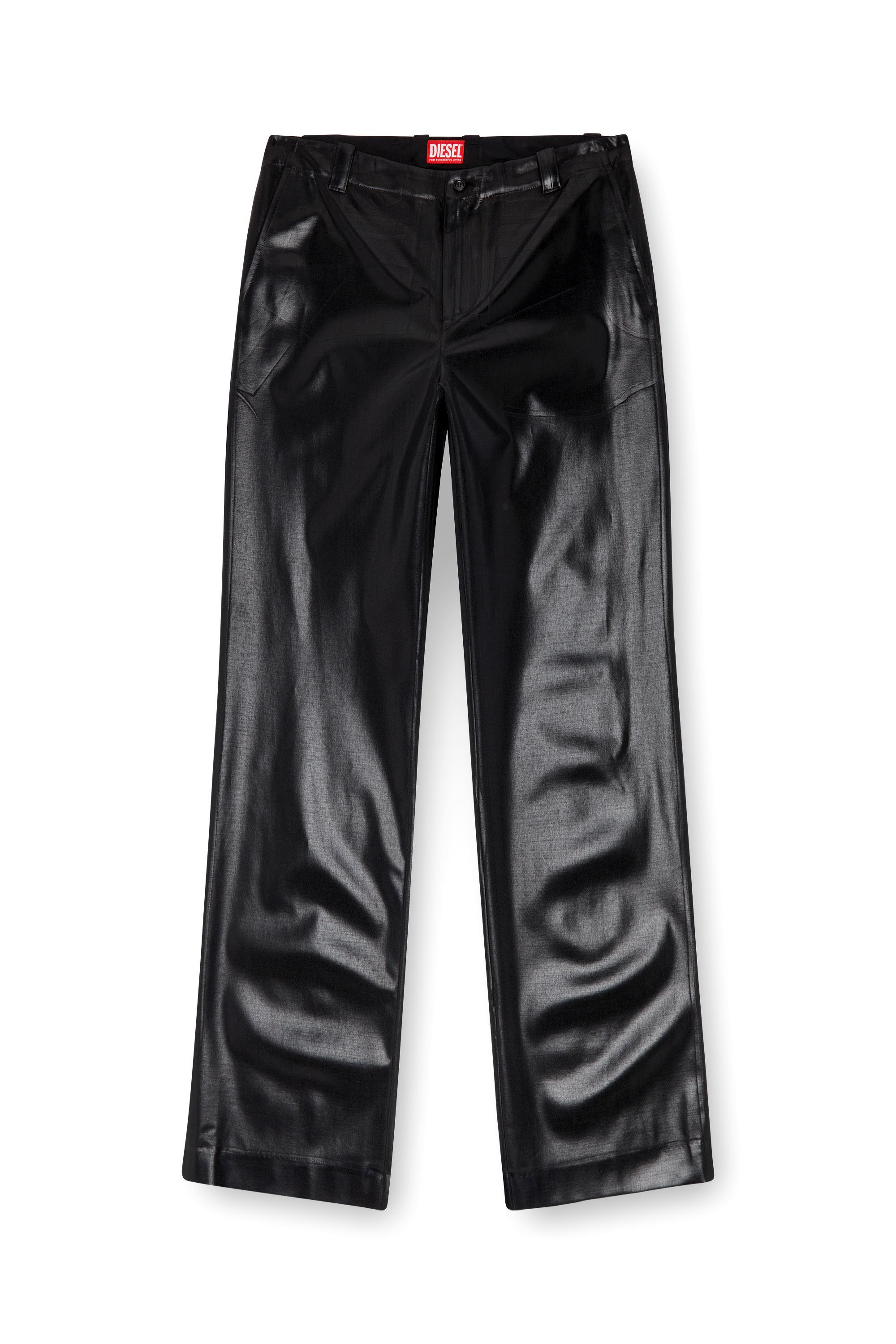 Diesel - P-STANLEY, Man Pinstripe pants with coated front in Black - Image 5