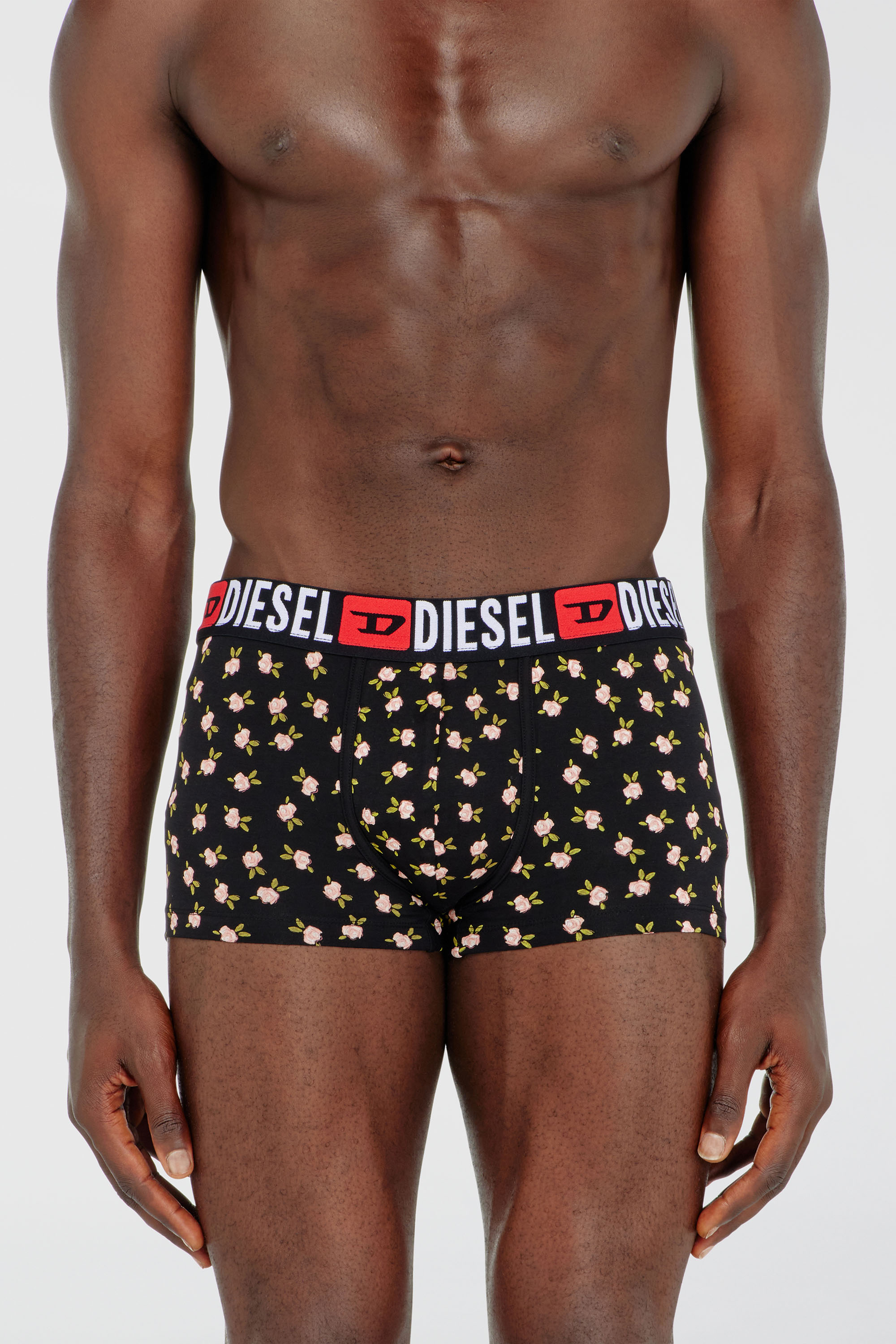 Diesel - UMBX-DAMIENTHREEPACK, Man's Three-pack of stretch cotton trunks with floral print in Black/Red - 2