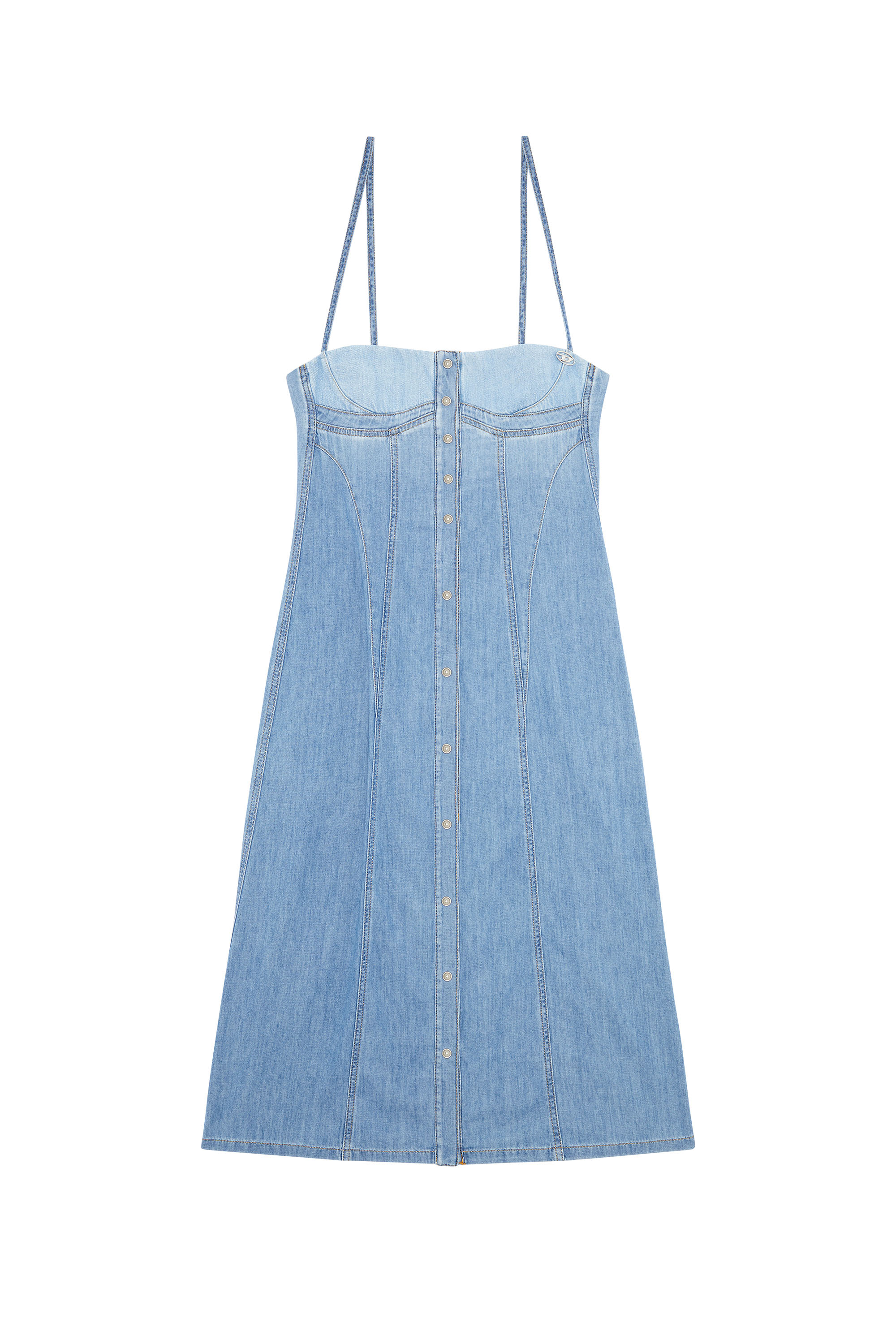 Diesel - DE-DRESSY, Woman Strappy midi dress in fix denim in Blue - Image 4