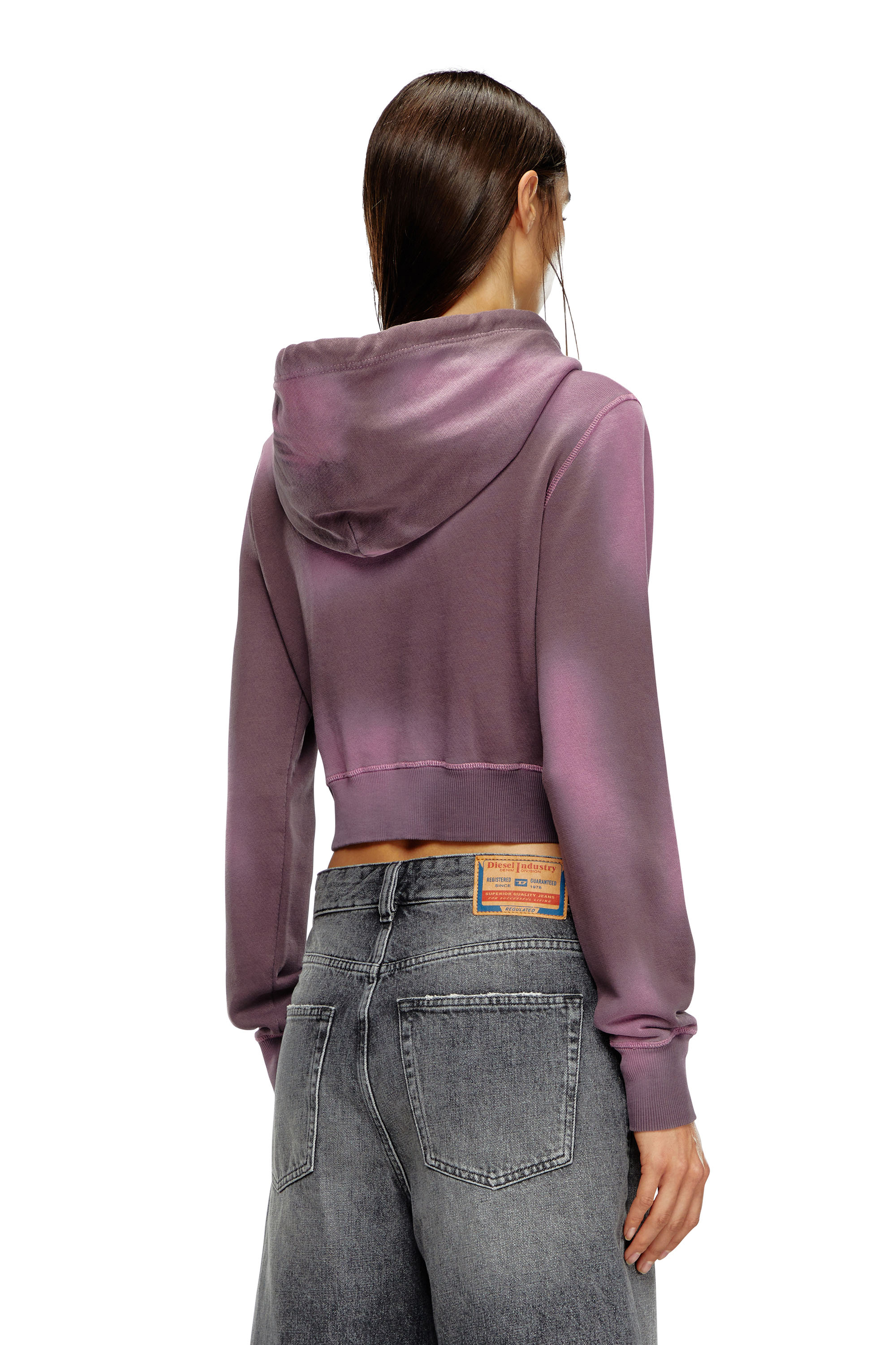 Diesel - F-SLIMMY-HOOD-P1, Woman Overdyed hoodie with frayed logo in Violet - Image 4