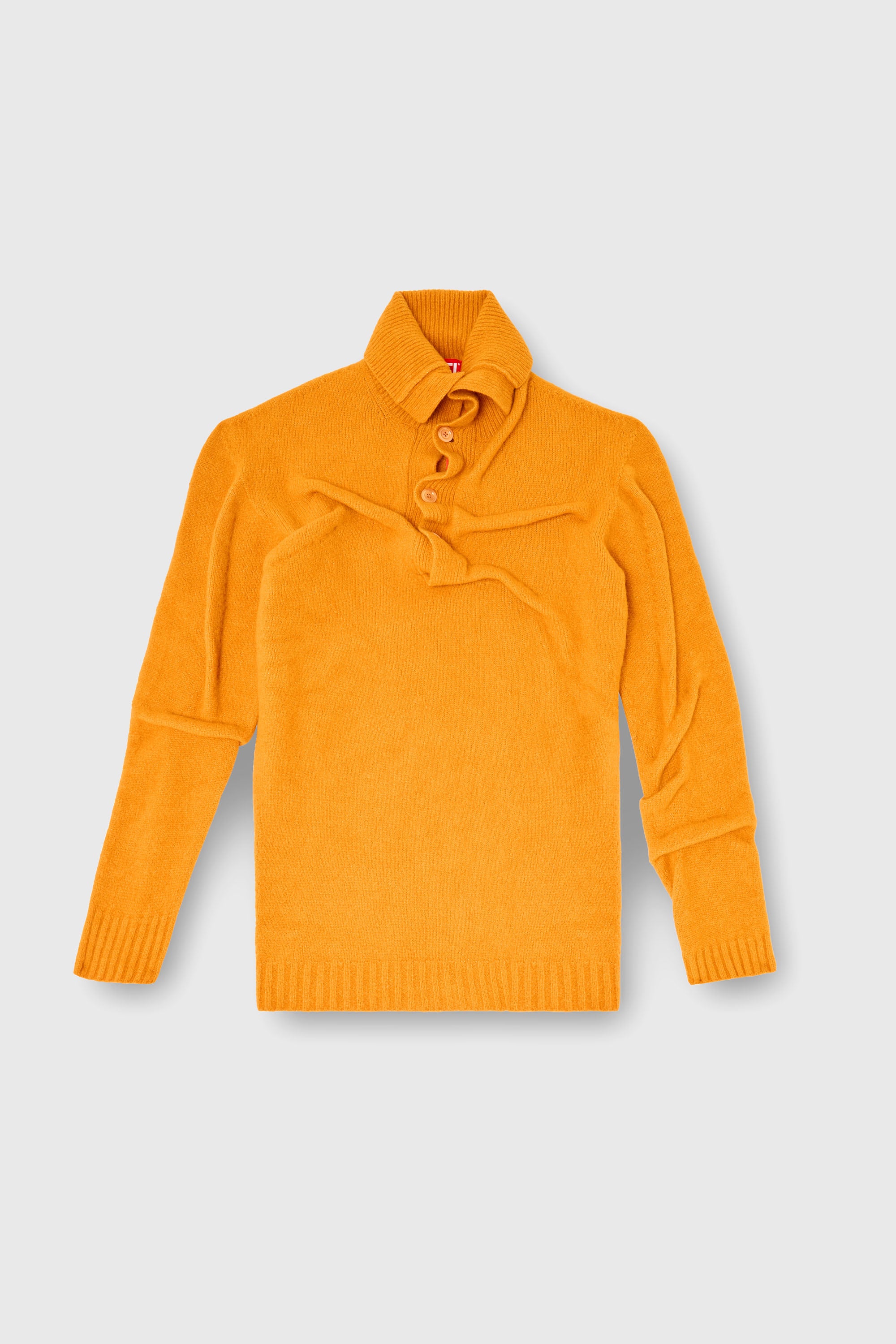 Diesel - K-ANDREW, Man's Button-neck jumper in wrinkled boiled knit in Orange - 1