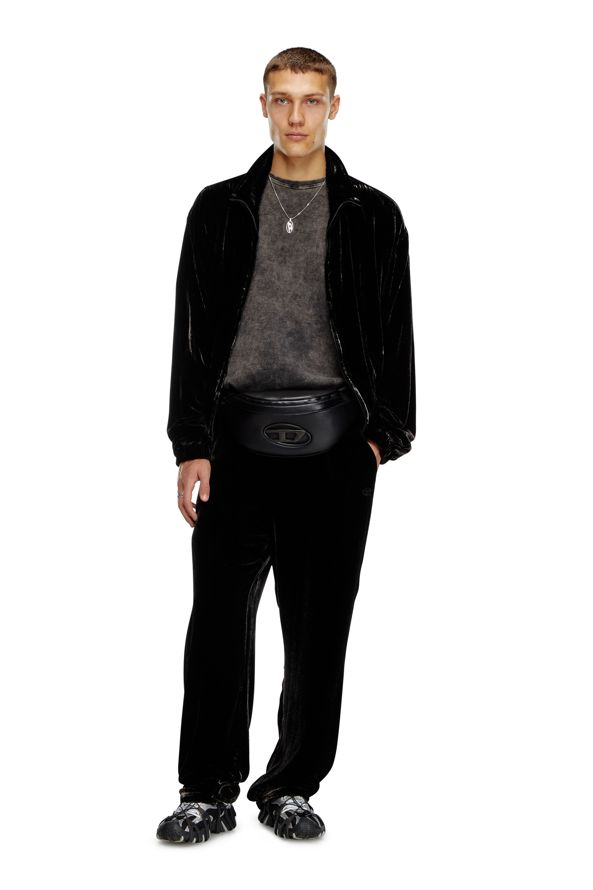 Diesel - HOLI-D BELT BAG M, Man's Holi-D-Belt bag in PU and neoprene in Black - 1