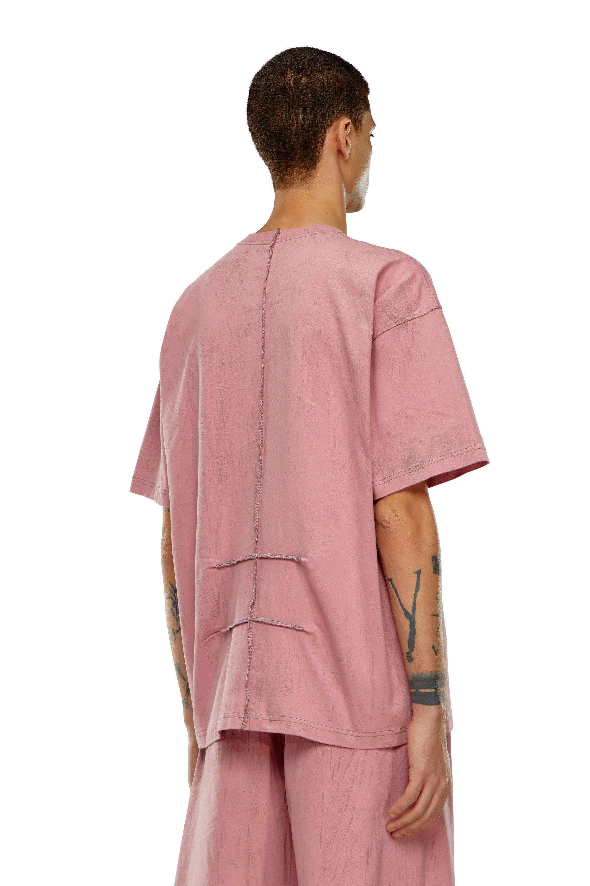Diesel - T-COS, Man T-shirt in plaster effect jersey in Pink - Image 4
