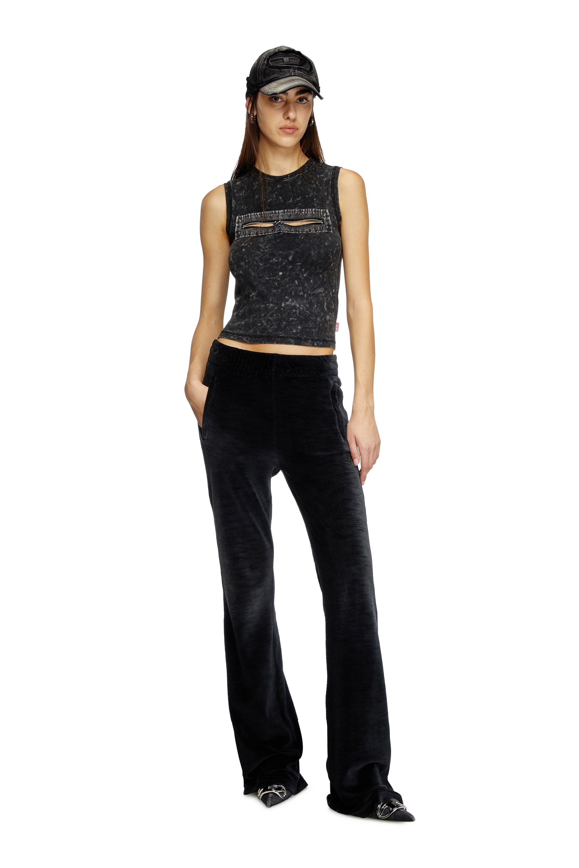 Diesel - T-ARTED, Woman's Sleeveless top with zip detail in Black - 1