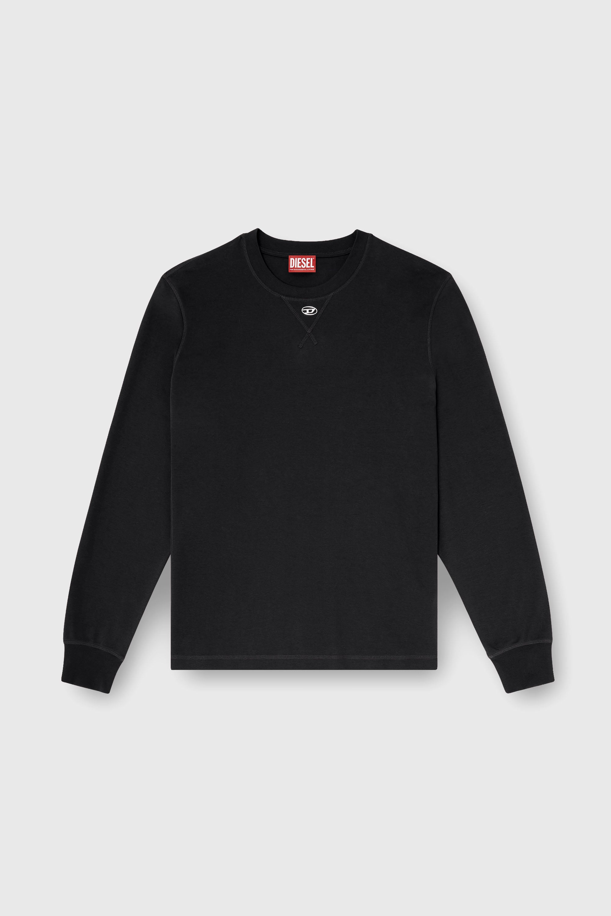 Diesel - T-MADJUST-LS-TR, Man's Cotton long-sleeve T-shirt with Oval D in Dark grey - 2