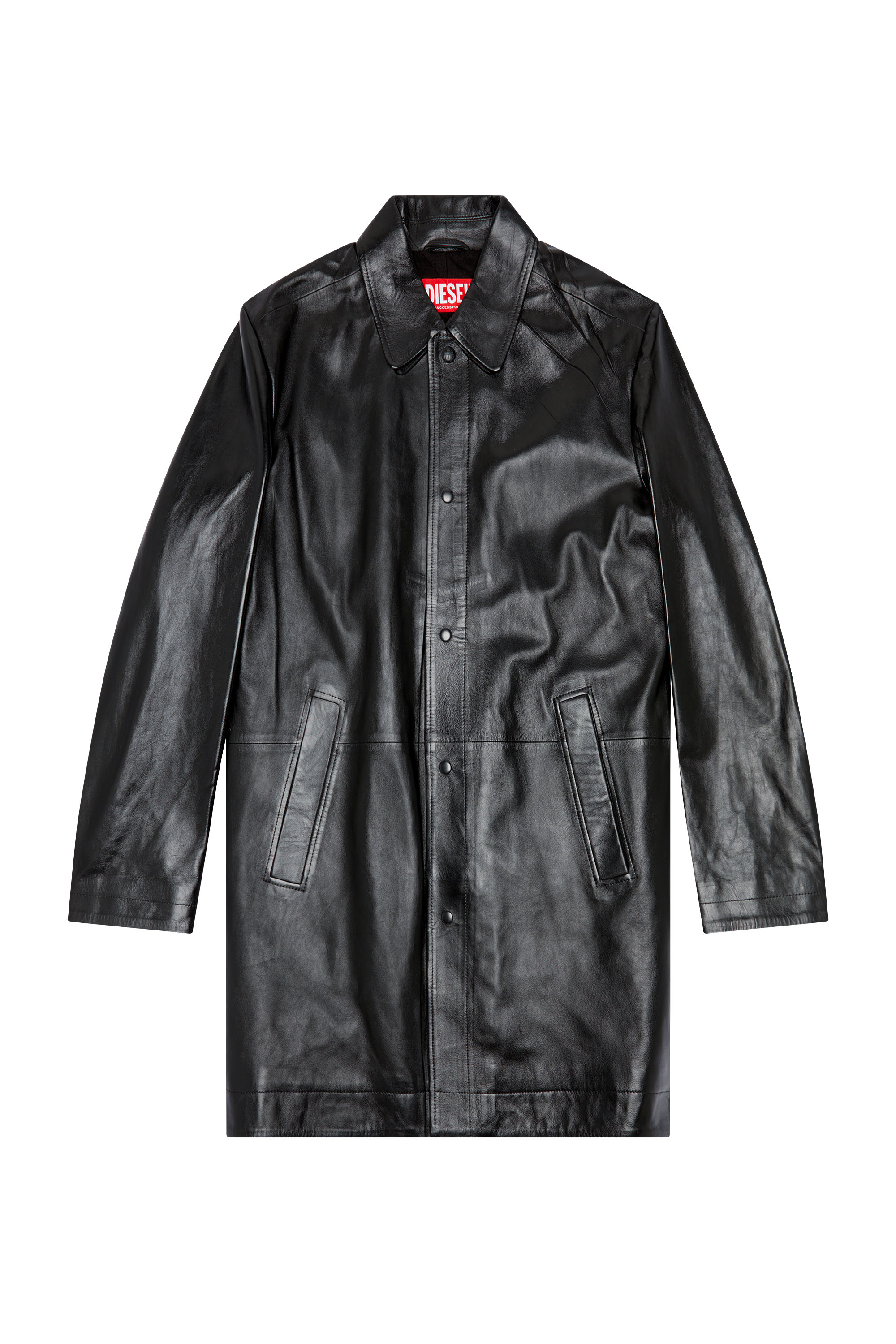 Diesel - L-CORDIER, Man Coated leather coat in Black - Image 3