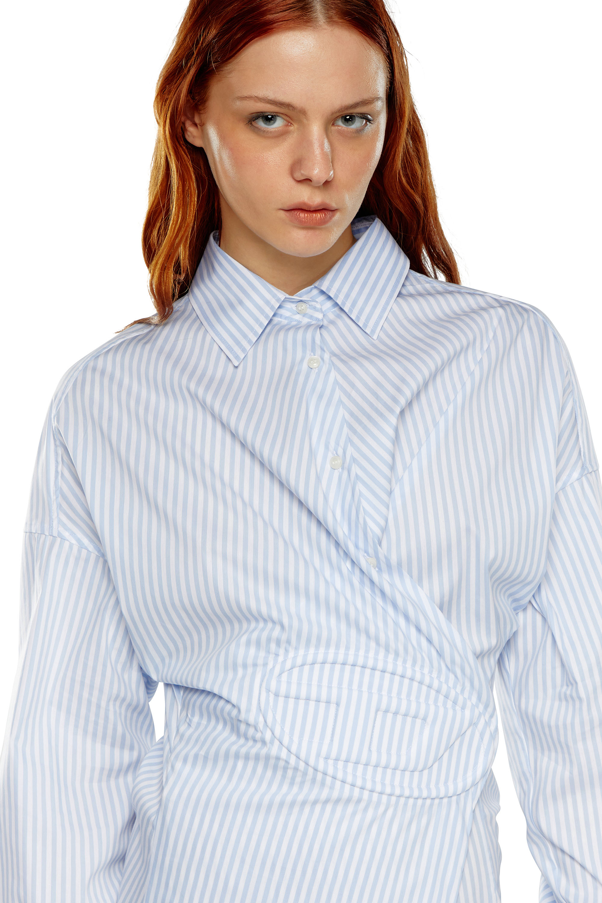Diesel - D-SIZEN-N2, Woman Short striped shirt dress in Blue - Image 4