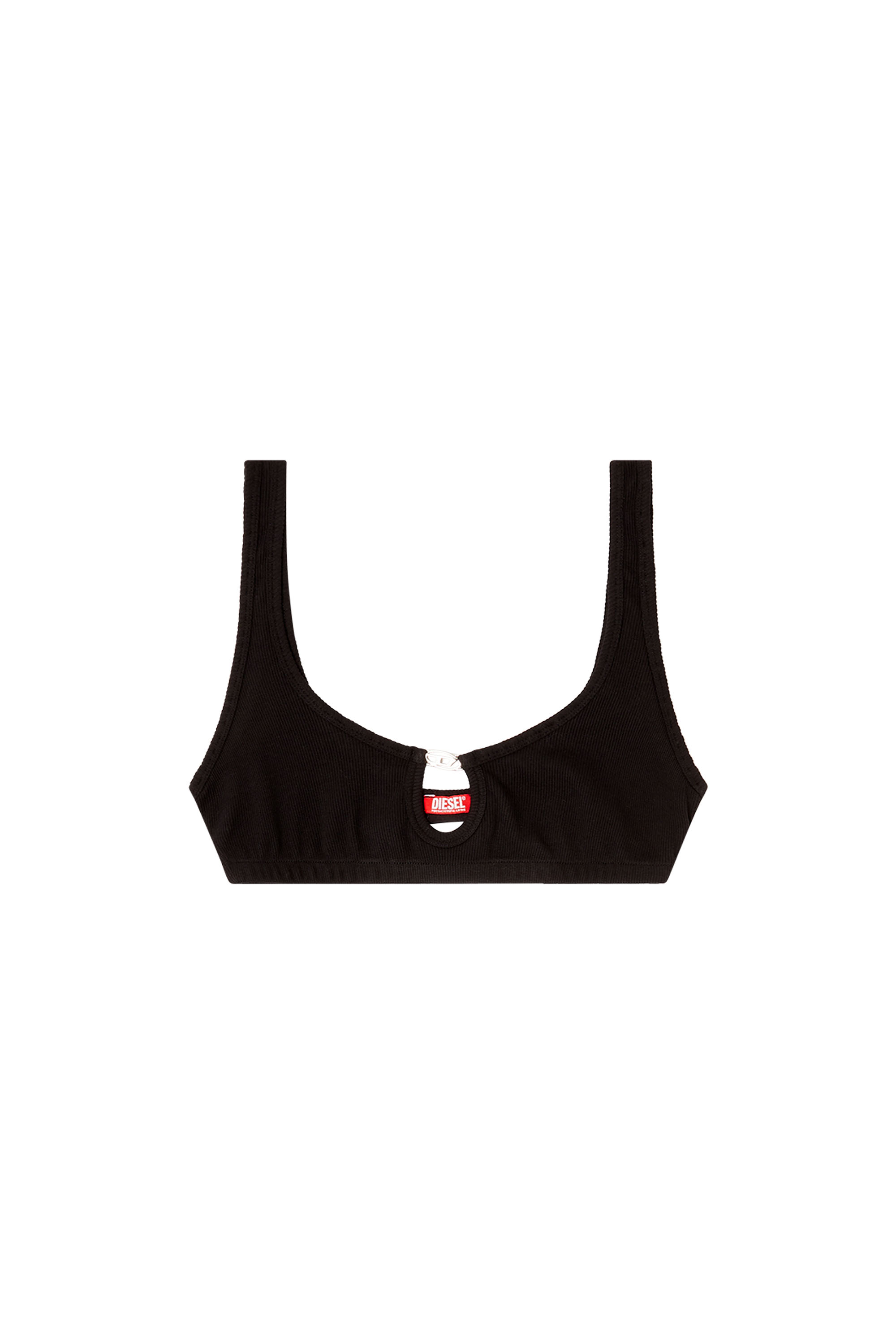 Diesel - FLORENCE-DNM, Woman's Bralette cotton rib with jewel Oval D in Black - 3