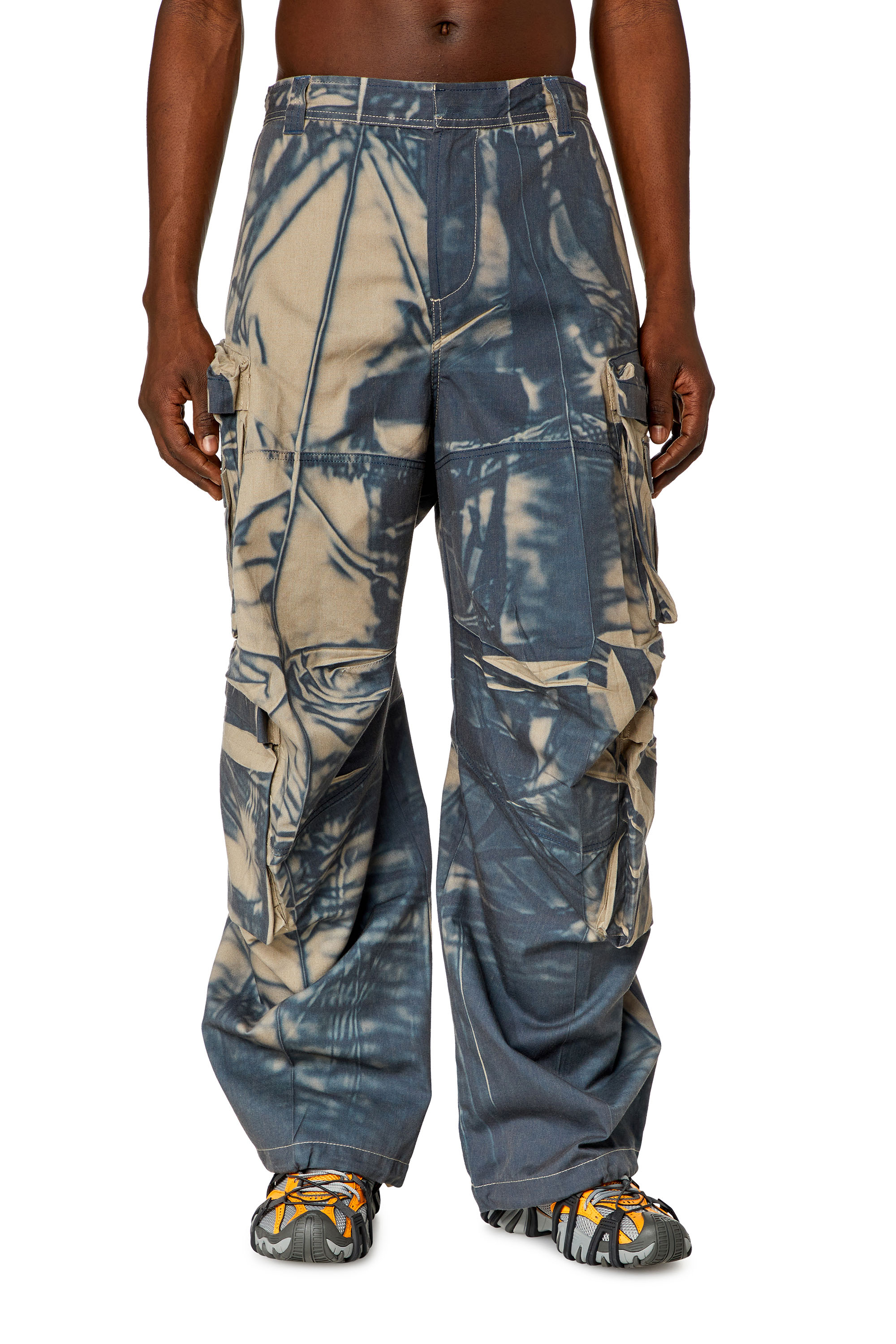Diesel - P-HUGH, Man Cargo pants with creased-effect print in Multicolor - Image 1