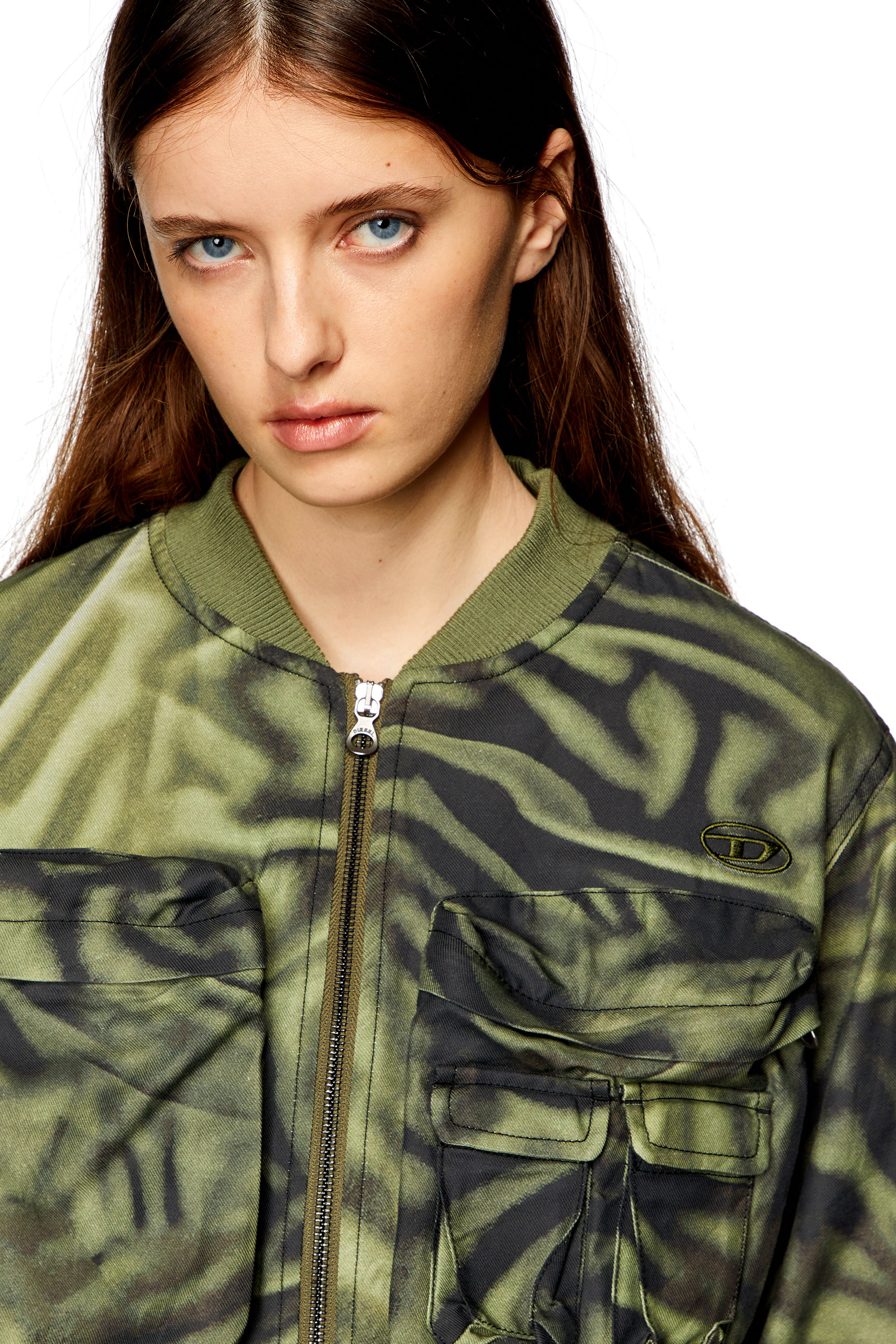 Diesel - G-KHLOW, Woman Cargo bomber in zebra-camo twill in Multicolor - Image 5