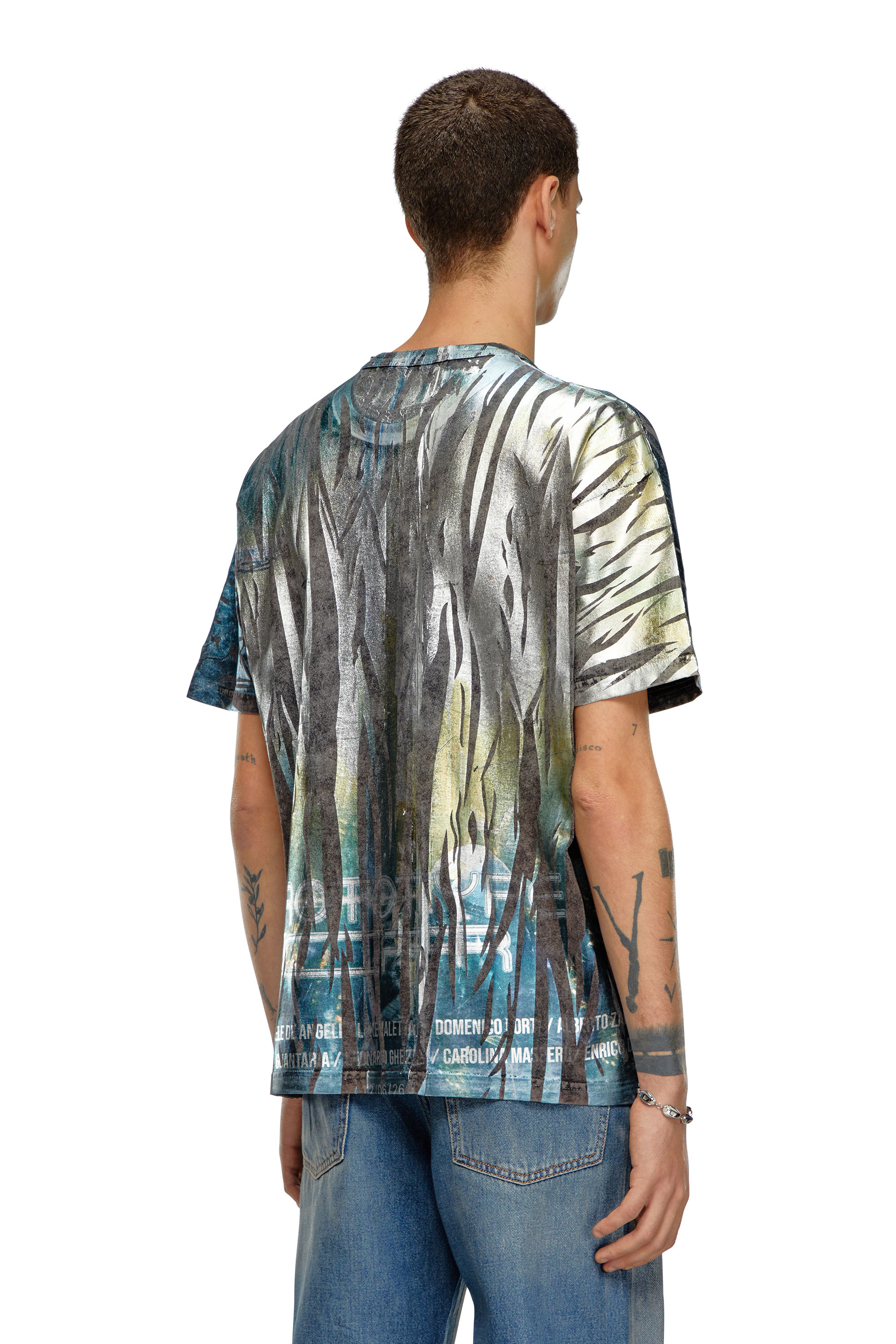 Diesel - T-BORD-Q1, Man T-shirt with creased foil treatment in Multicolor - Image 4