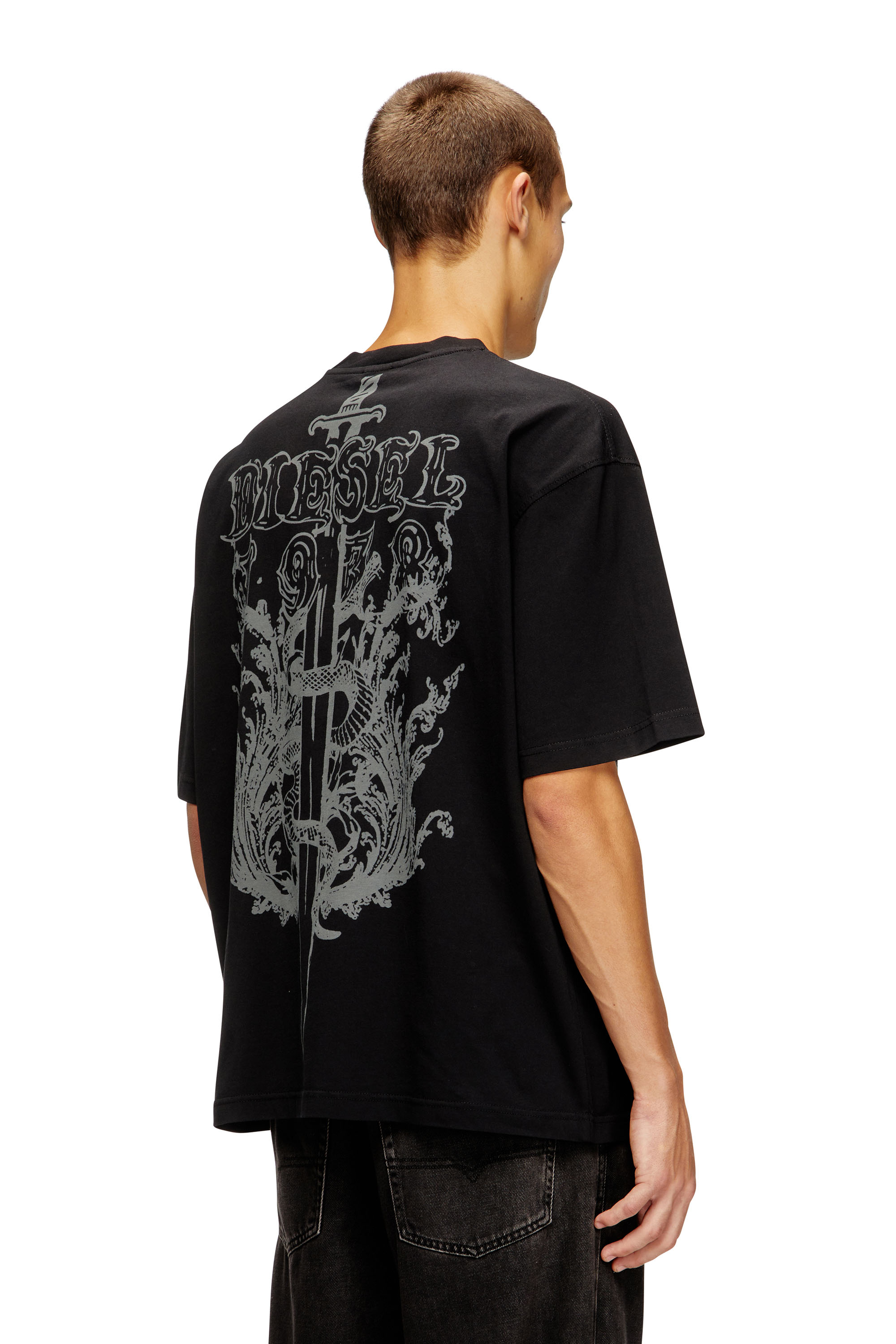 Diesel - T-BOGGY-T5, Man's Loose fit t-shirt with graphic print and logo in Black - 1
