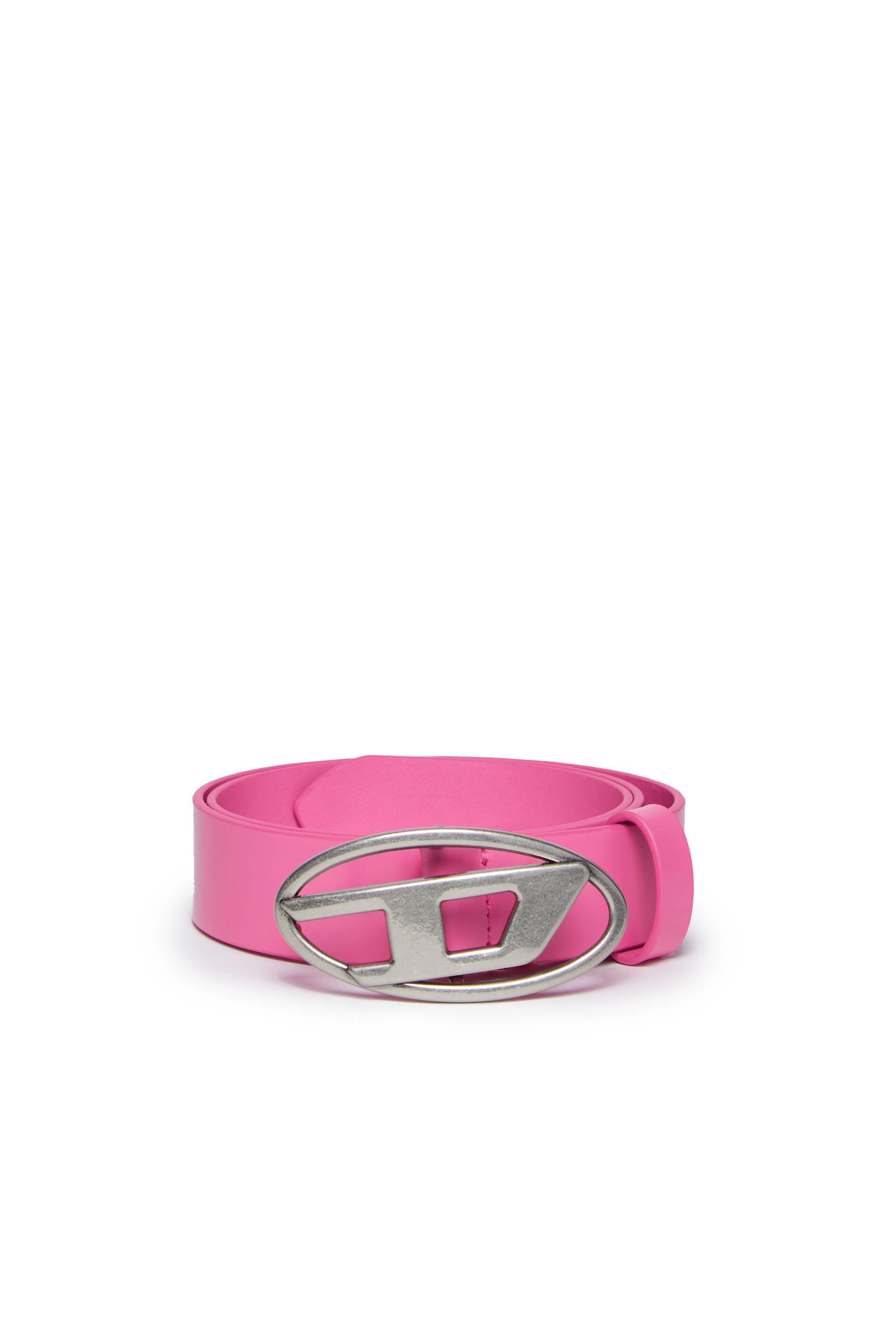 Diesel - B1DR, Unisex Leather belt with Oval D buckle in Pink - Image 1