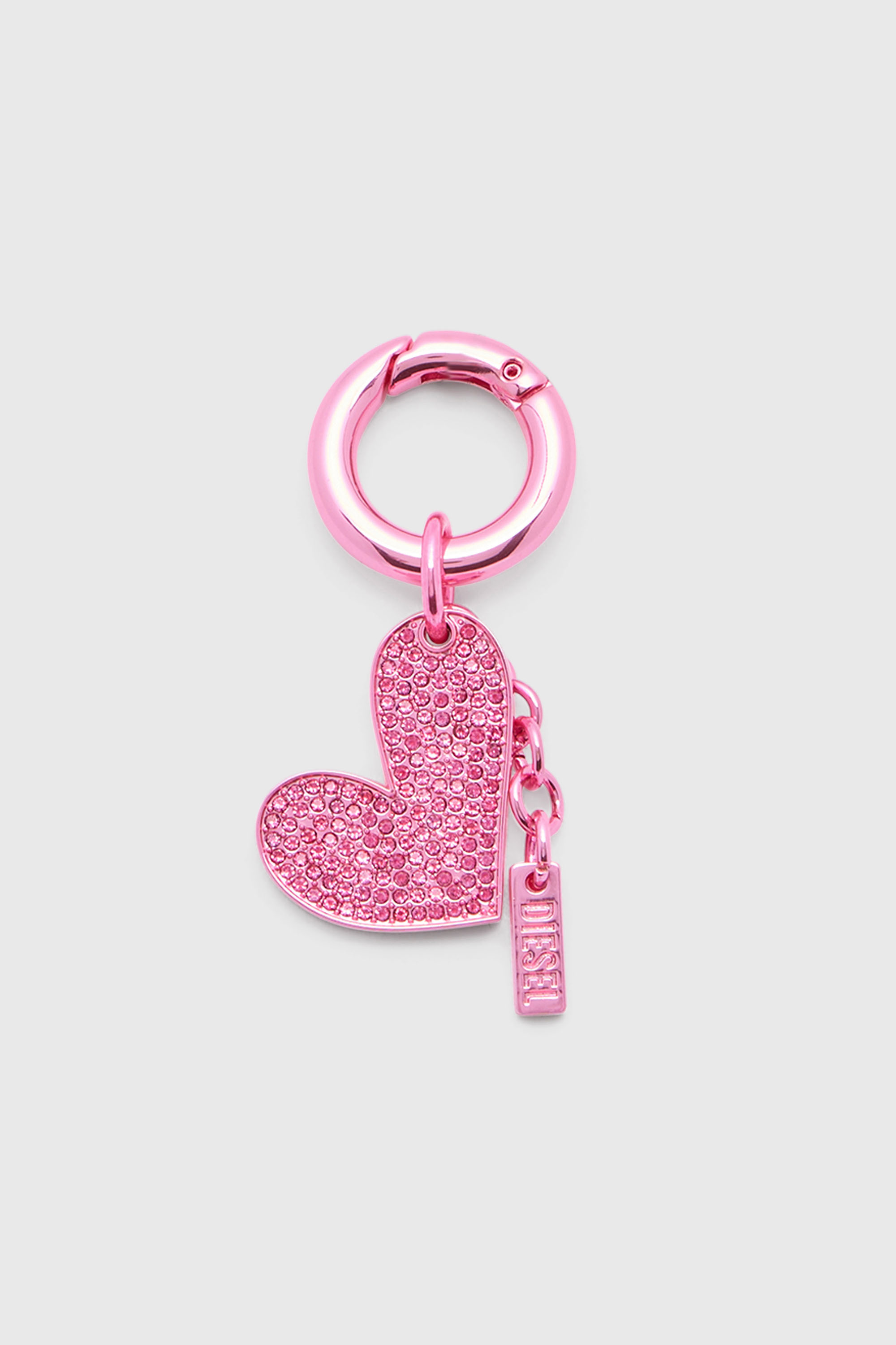 Diesel - CHARM-HEART, Woman's Metal heart charm with rhinestones in Pink - 1