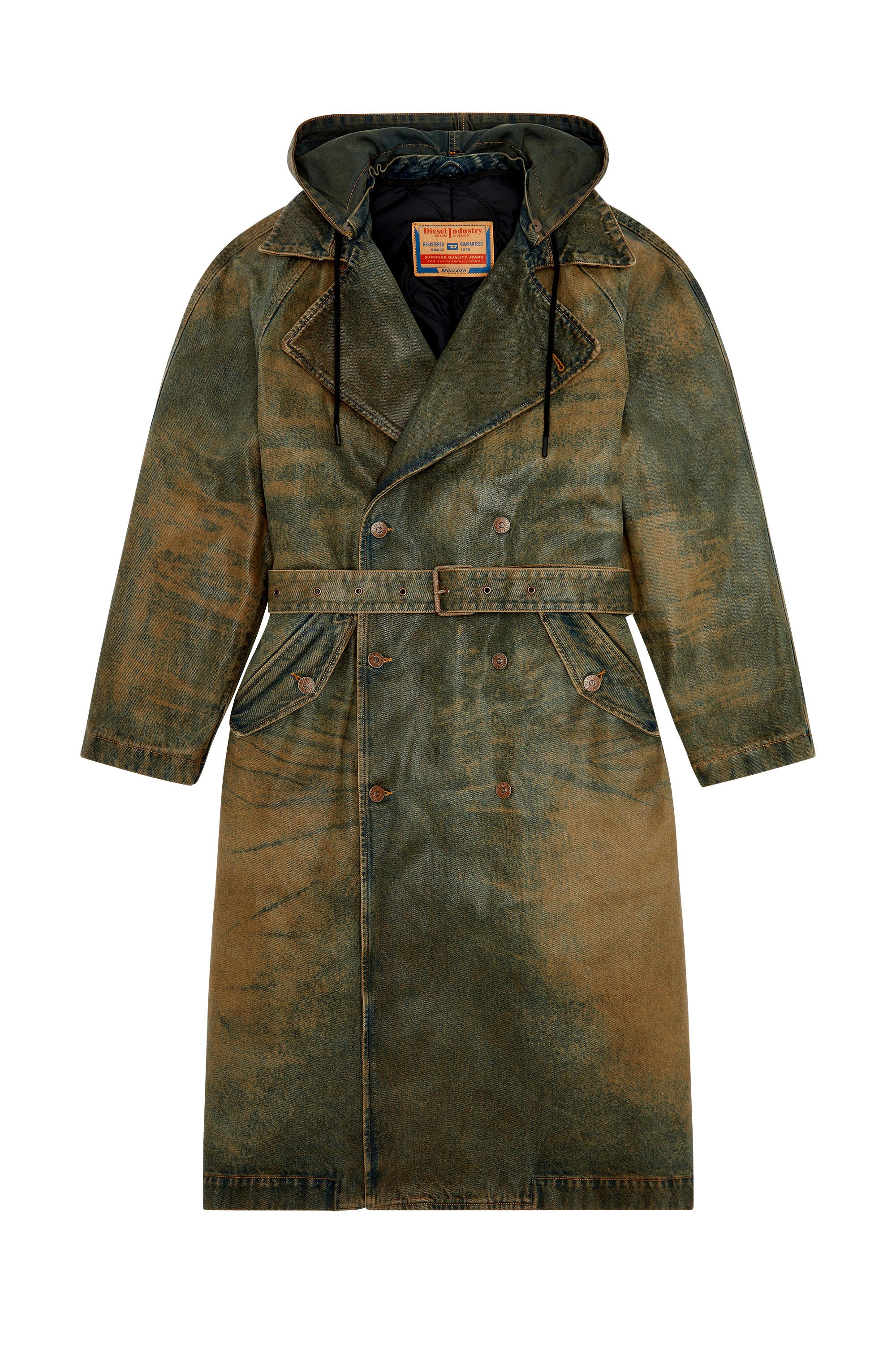 Diesel - CL-J-MATTHEW, Unisex Trench coat in coated denim in Brown - Image 6