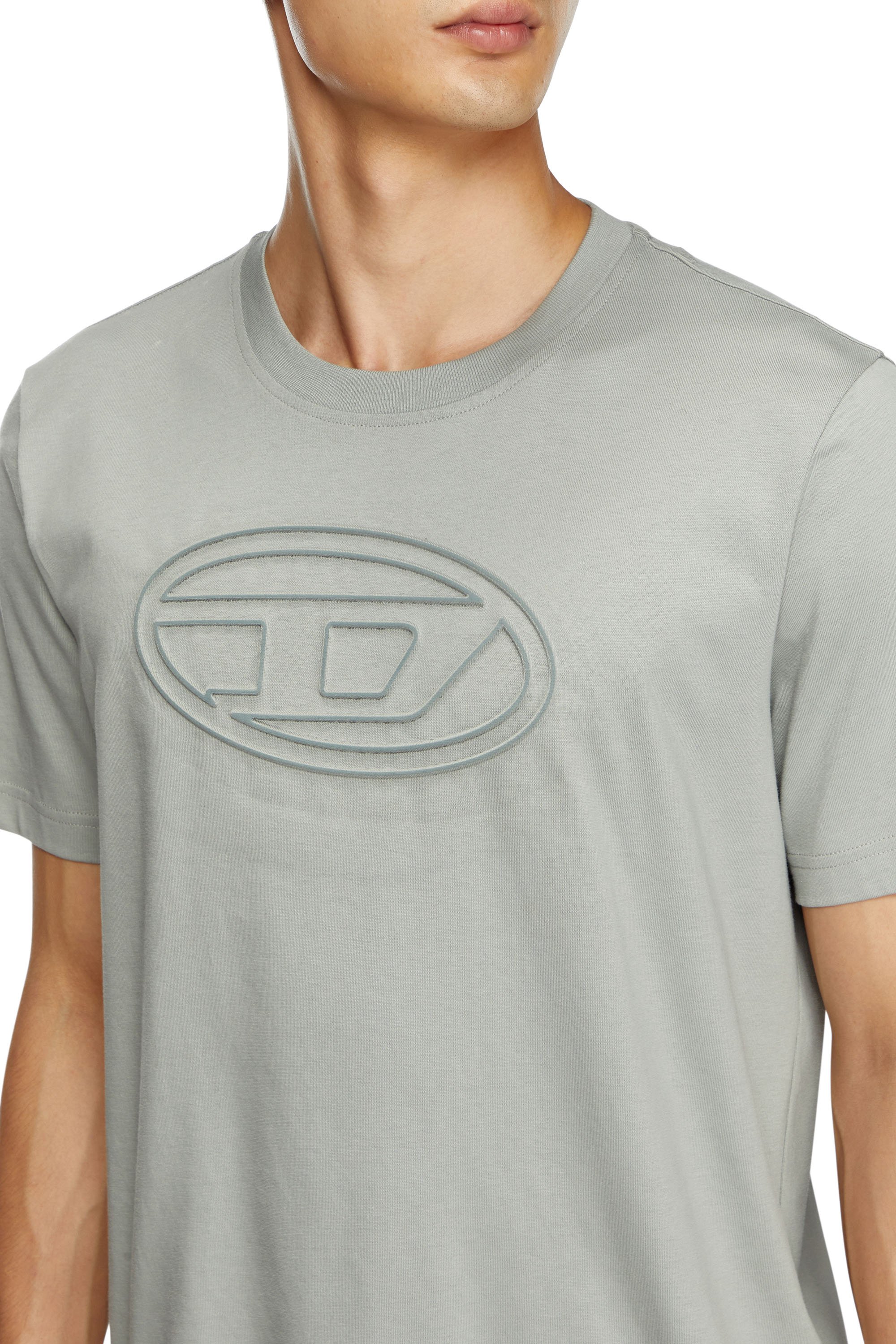 Diesel - T-ADJUST-BIGOVAL, Man's T-shirt with embossed Oval D in Light Grey - 4