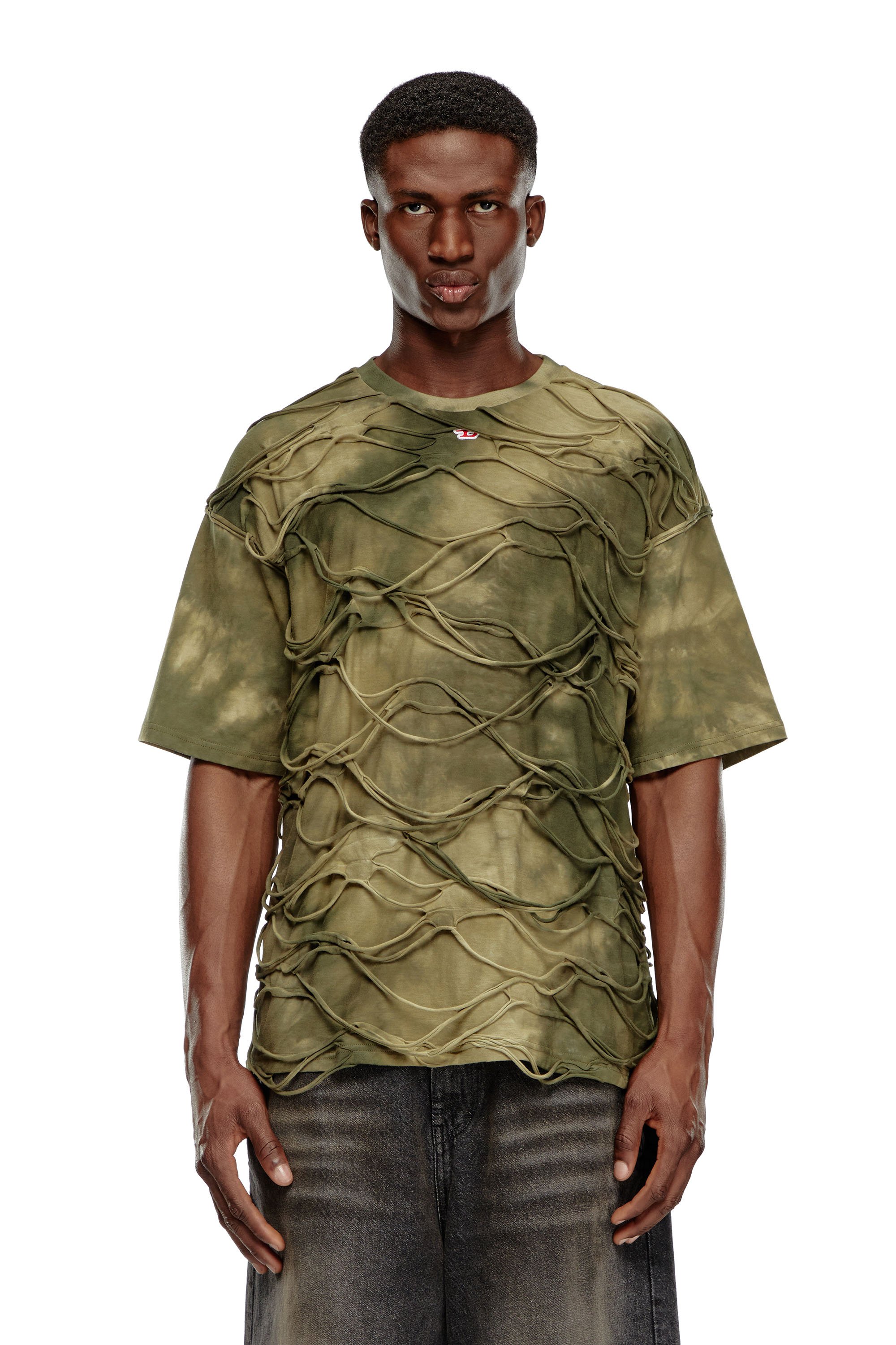 Diesel - T-BOXKET, Man T-shirt with floating strands in Green - Image 5