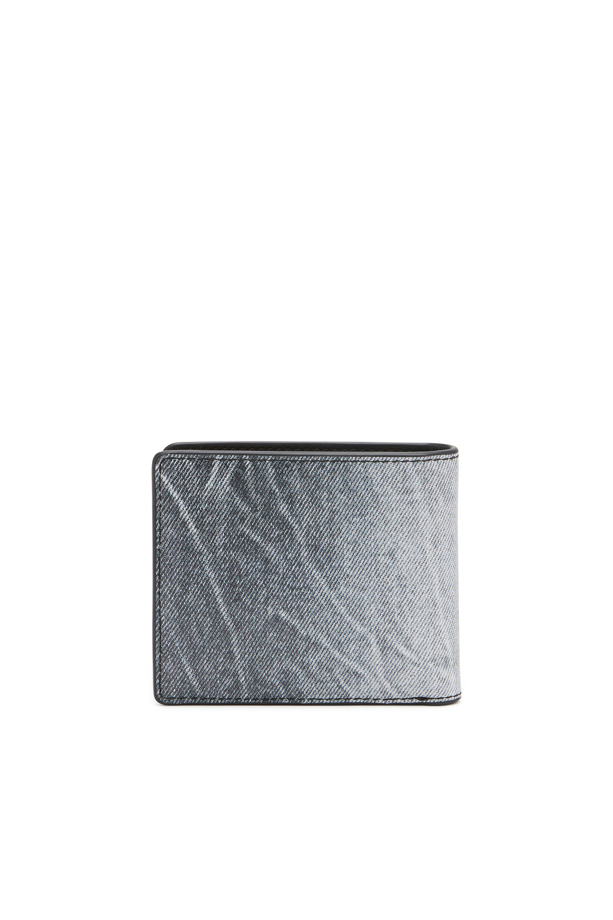 Diesel - JACKRON BI-FOLD COIN S, Man Leather bi-fold wallet with denim print in Blue - Image 2