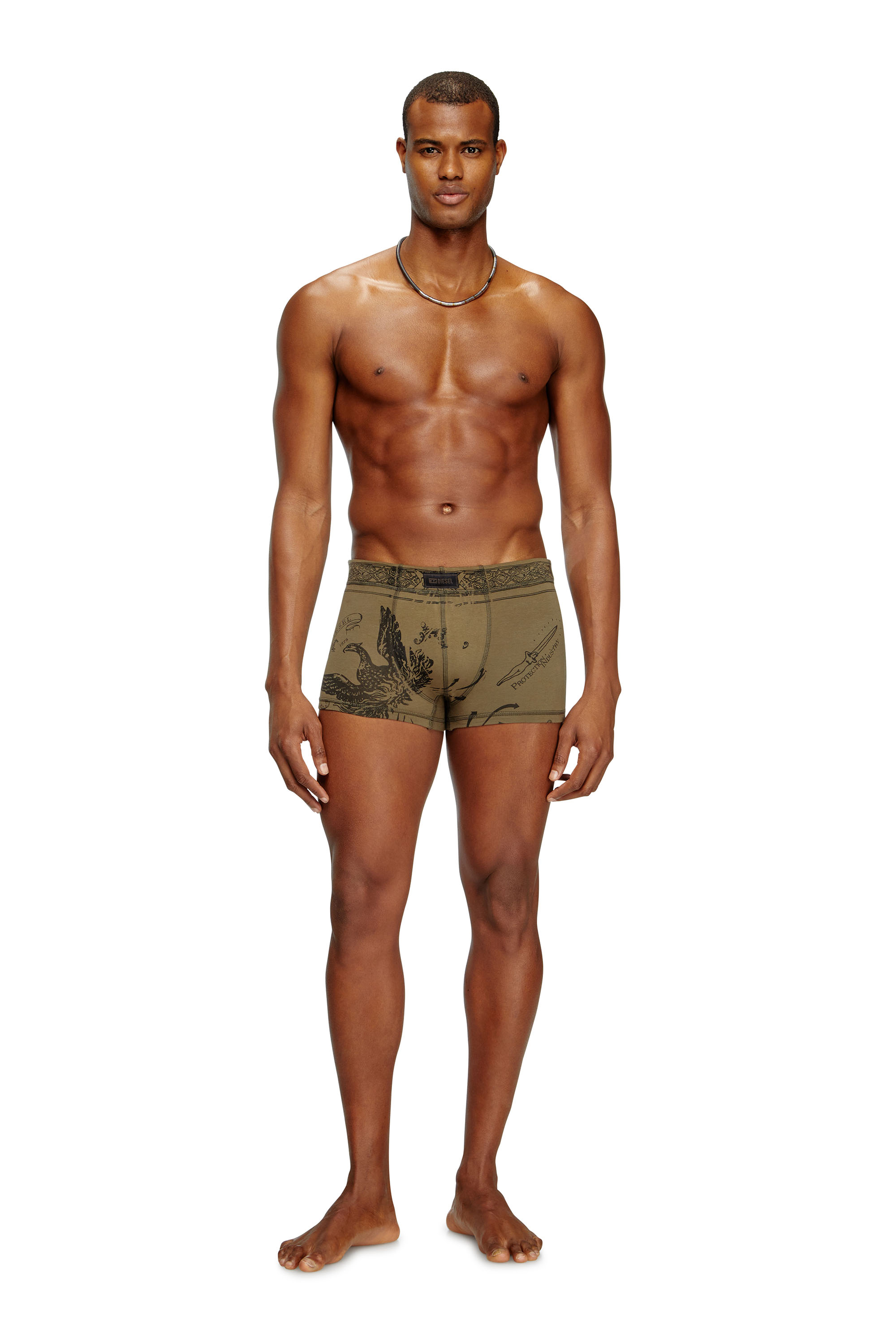 Diesel - DAMIEN-UTLT, Man's Boxer briefs with Phoenix print in Military Green - 2