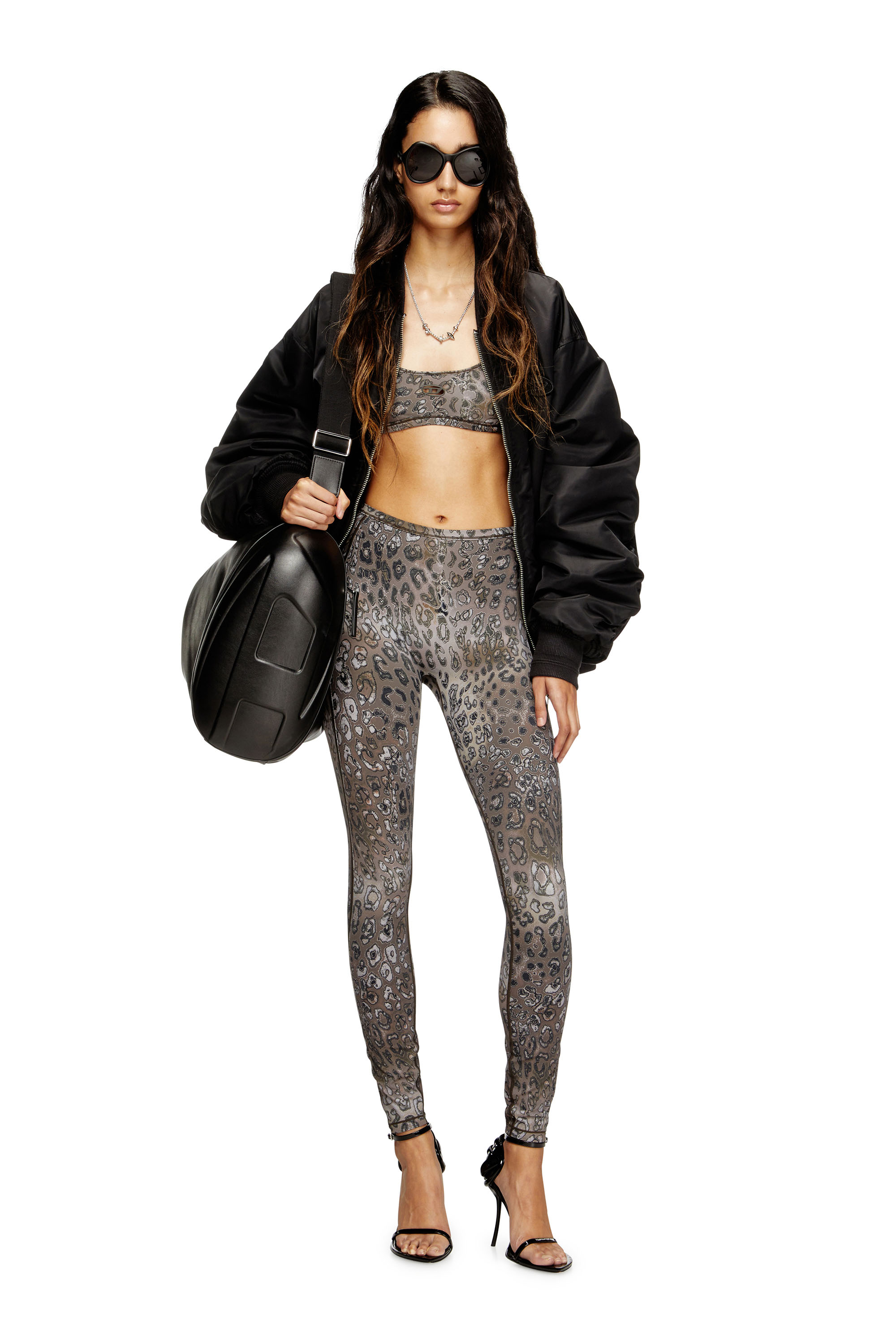 Diesel - CHELSEA-UTLT, Woman's Leopard print nylon sports bra in Brown - 4