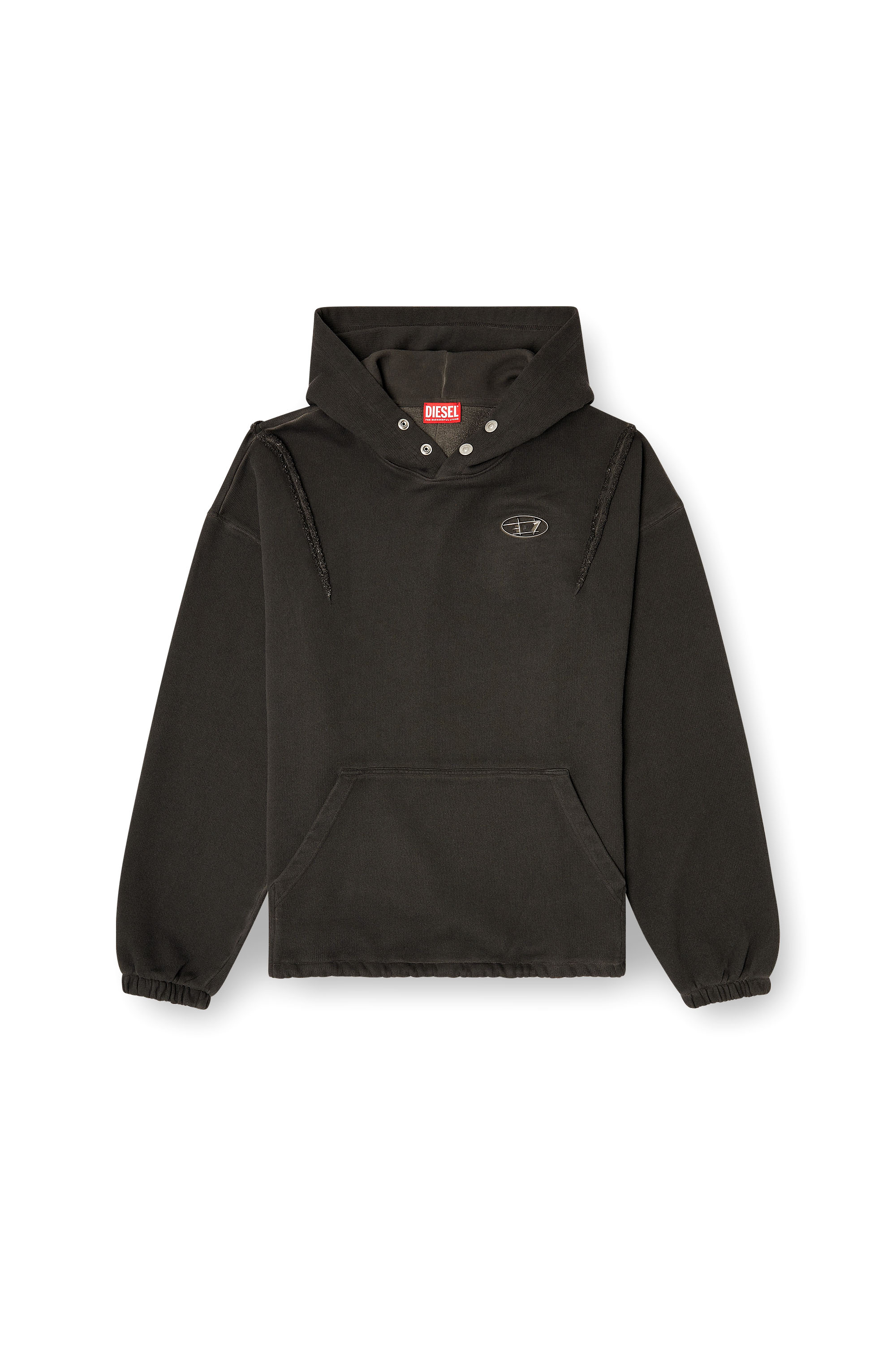 Diesel - S-THUG-HOODIE, Unisex's Hoodie with faded effect in Black - 2