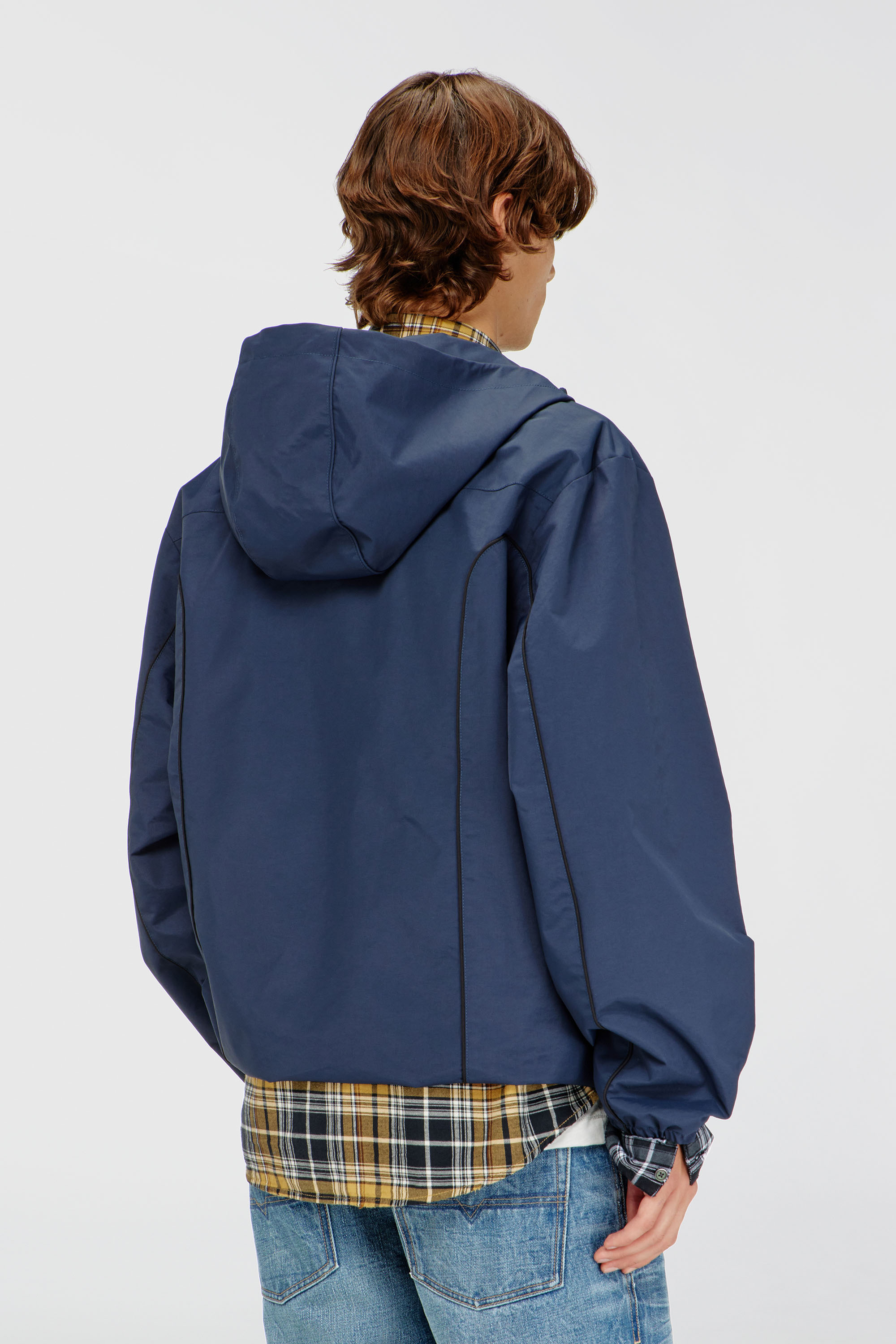 Diesel - J-HIVES-WRD, Man's Windbreaker with contrast piping in Blue - 4