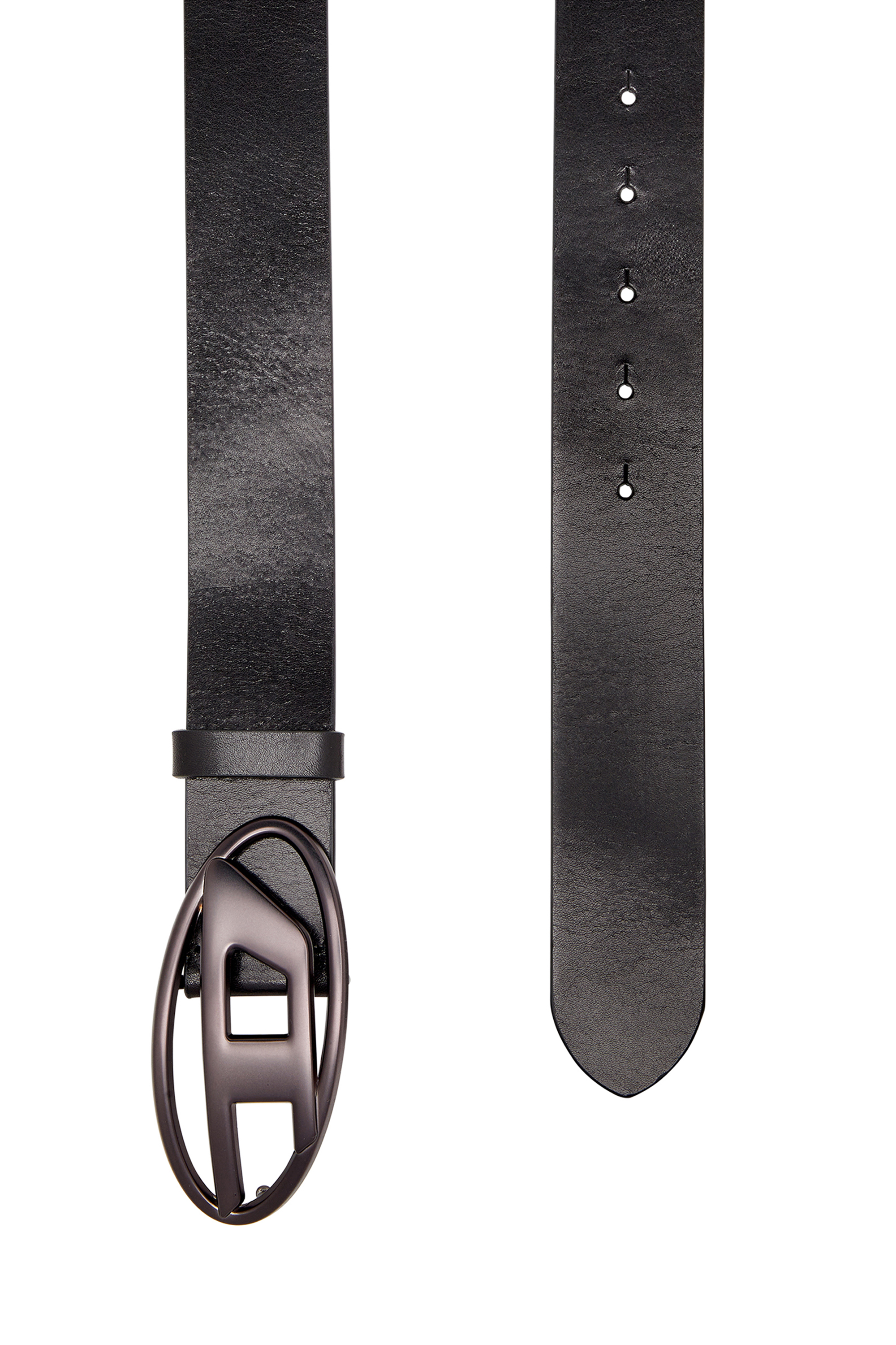 Diesel - B-1DR, Unisex's 3.9cm leather belt with metallic Oval D buckle in Black - 2