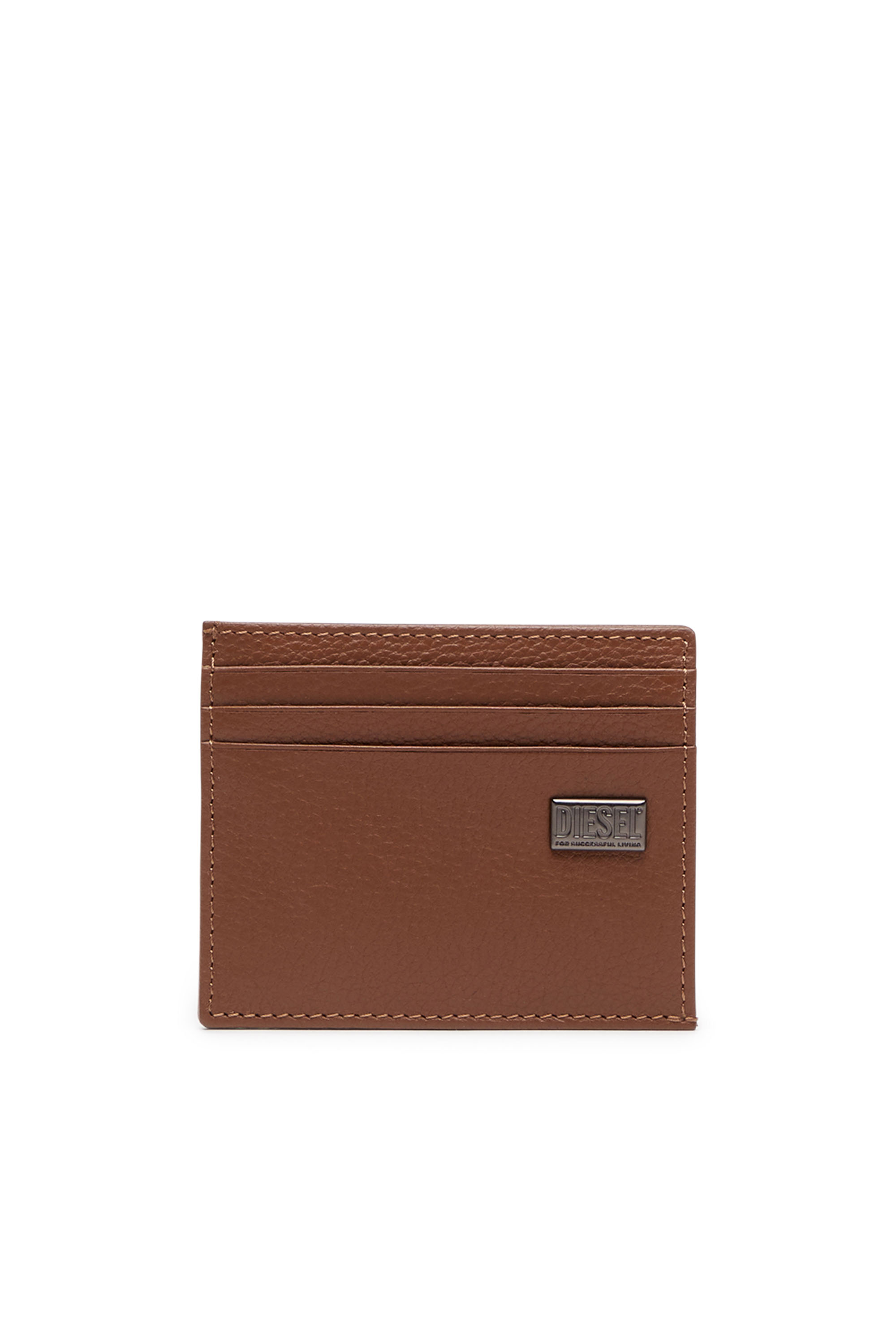 Diesel - MEDAL-D CARD HOLDER 6, Man Card holder in grainy leather in Brown - Image 1