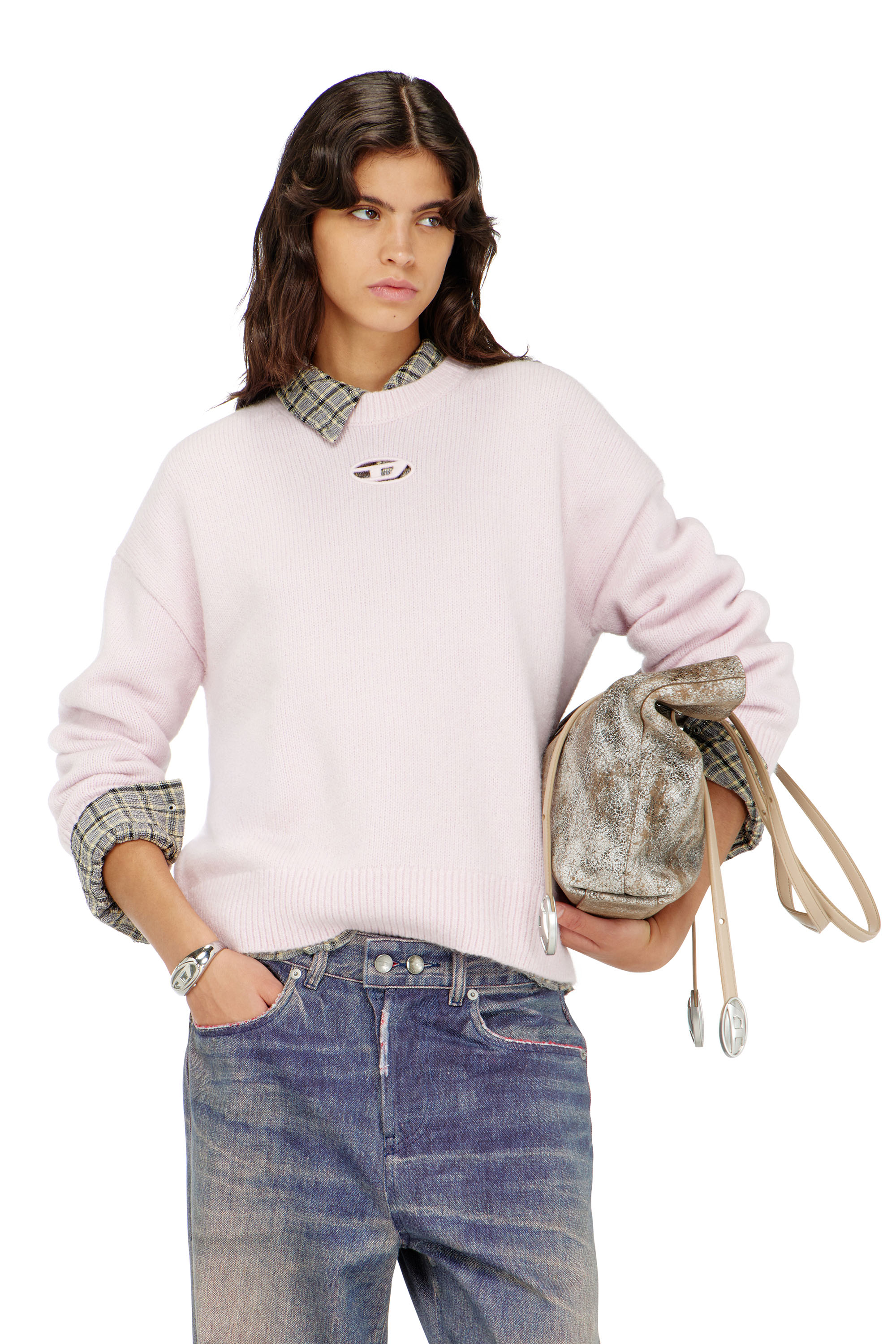 Diesel - M-AREETA, Woman's Jumper in wool and alpaca blend in Pink - 1