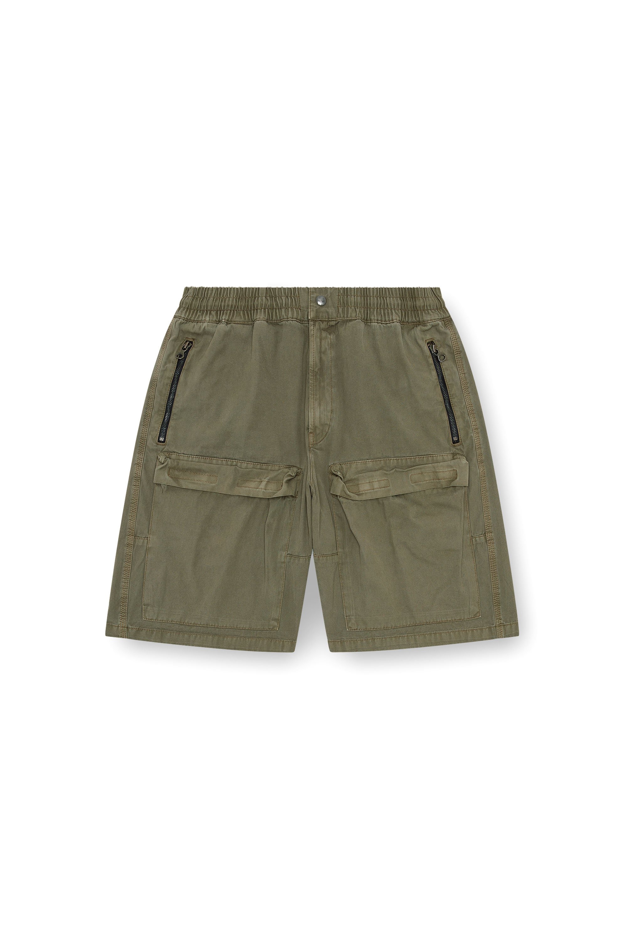 Diesel - P-BEECK-SHORT, Man Cargo shorts in faded organic cotton in Green - Image 3