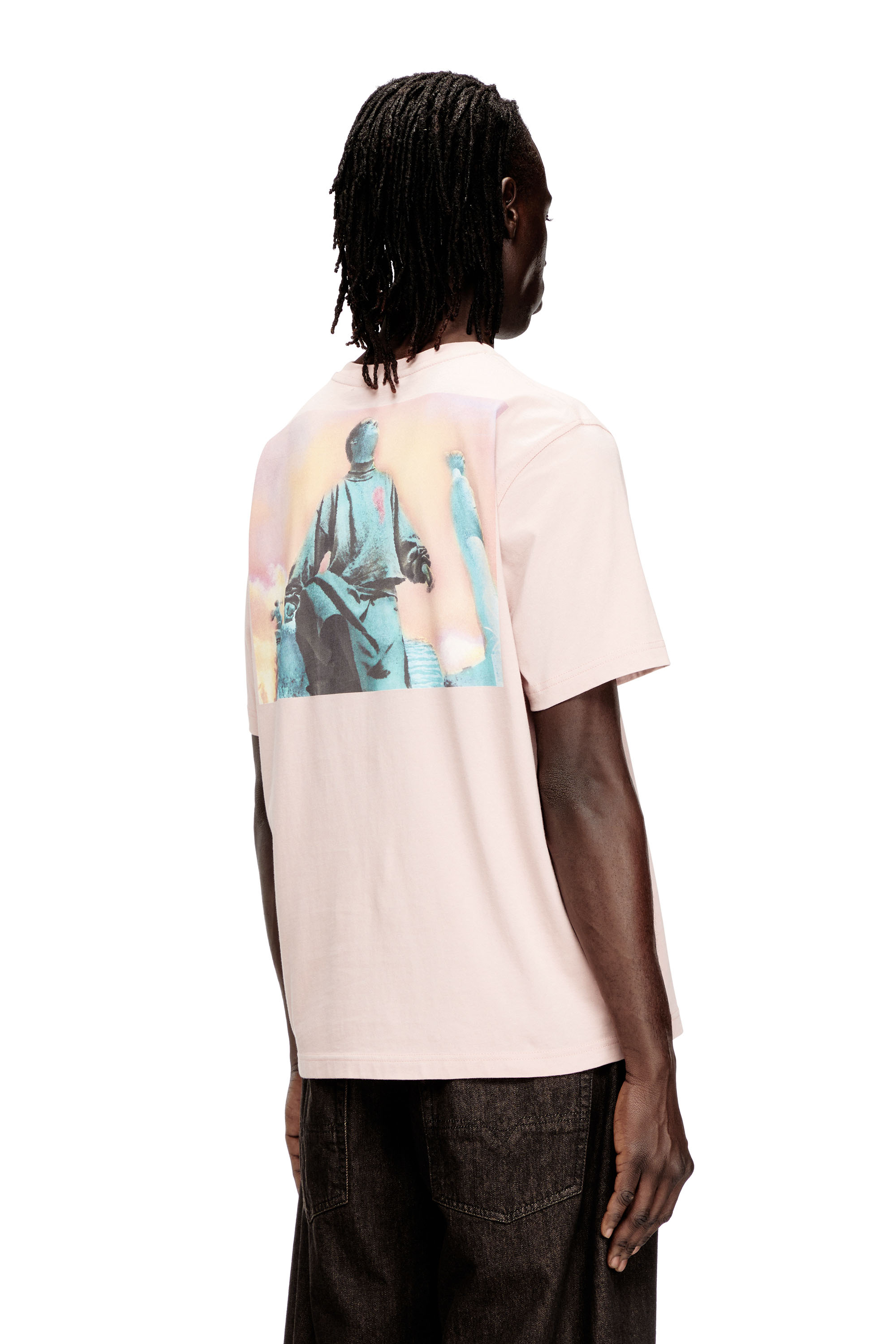 Diesel - T-ADJUST-V10, Man's Regular T-shirt with Diesel patch and photo print in Face Powder - 4