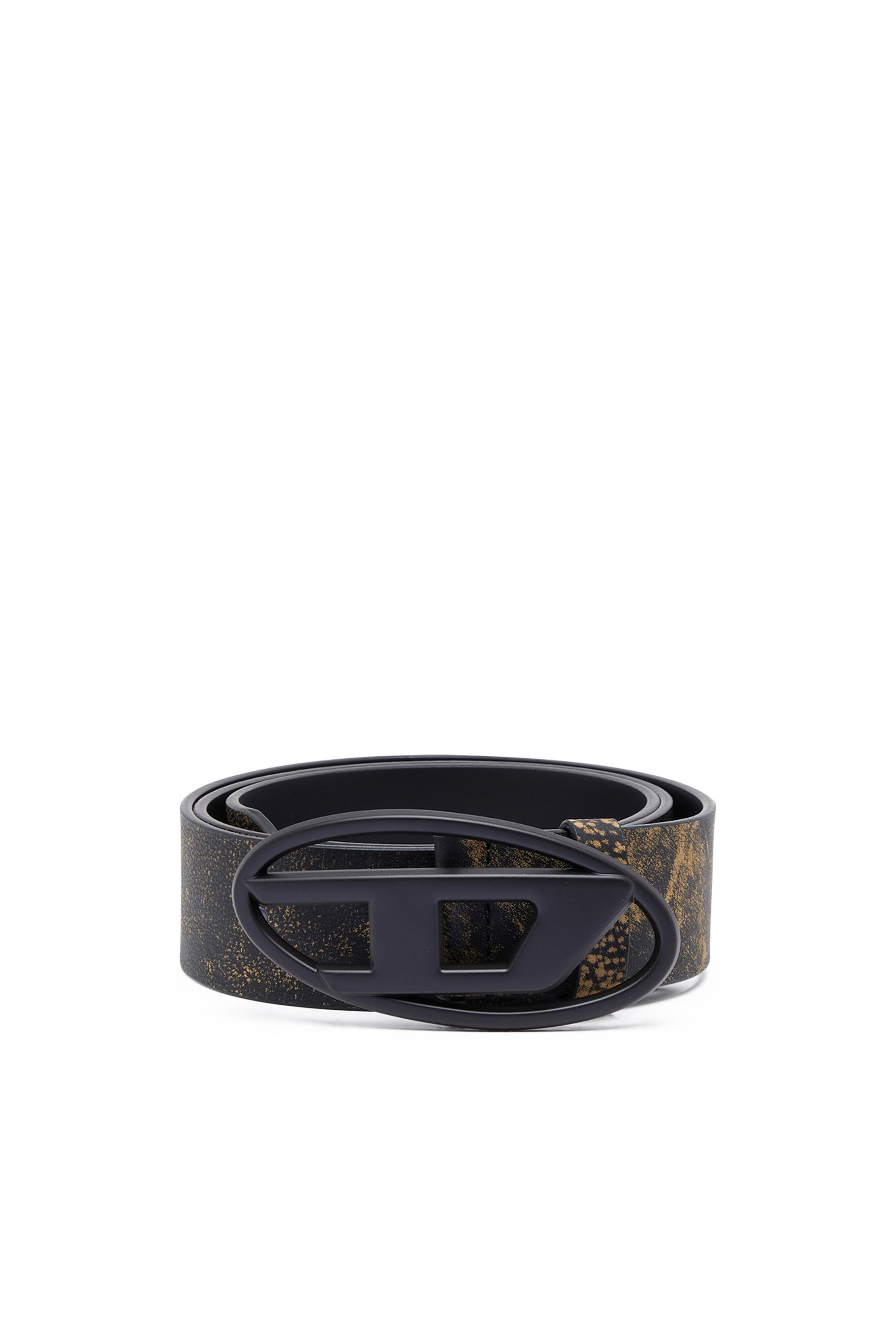 Diesel - B-1DR, Unisex Treated leather belt with logo buckle in Multicolor - Image 1